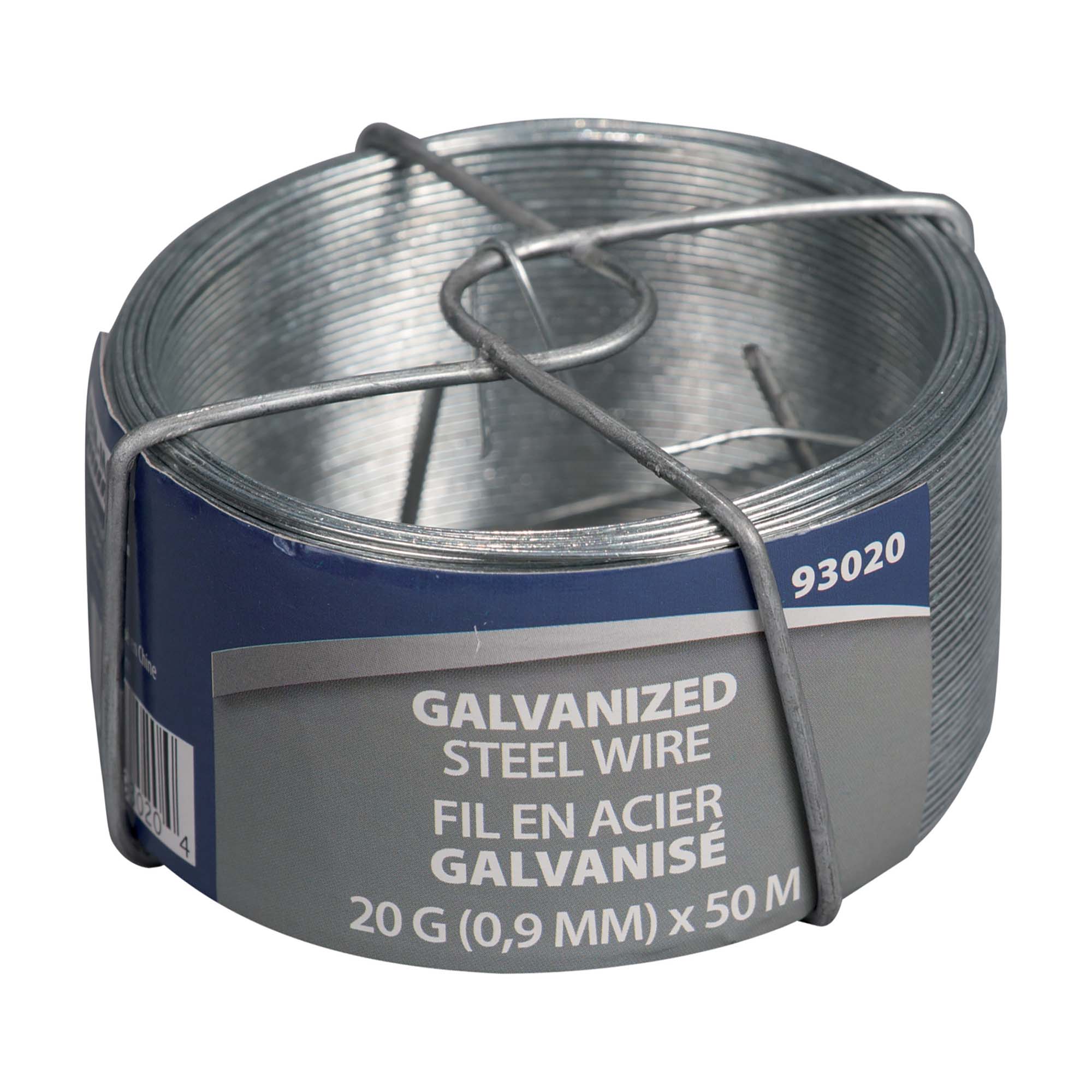 Fil d'acier galvanisé de calibre 20, 0,9 mm x 50 m