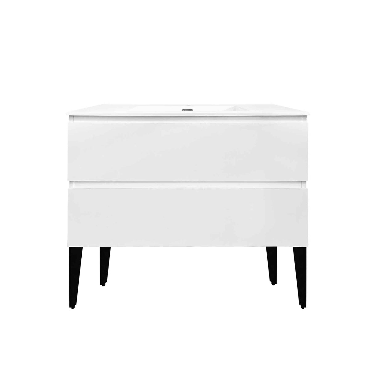 Meuble-lavabo autoportant et blanc avec 2 tiroirs, 36'' 