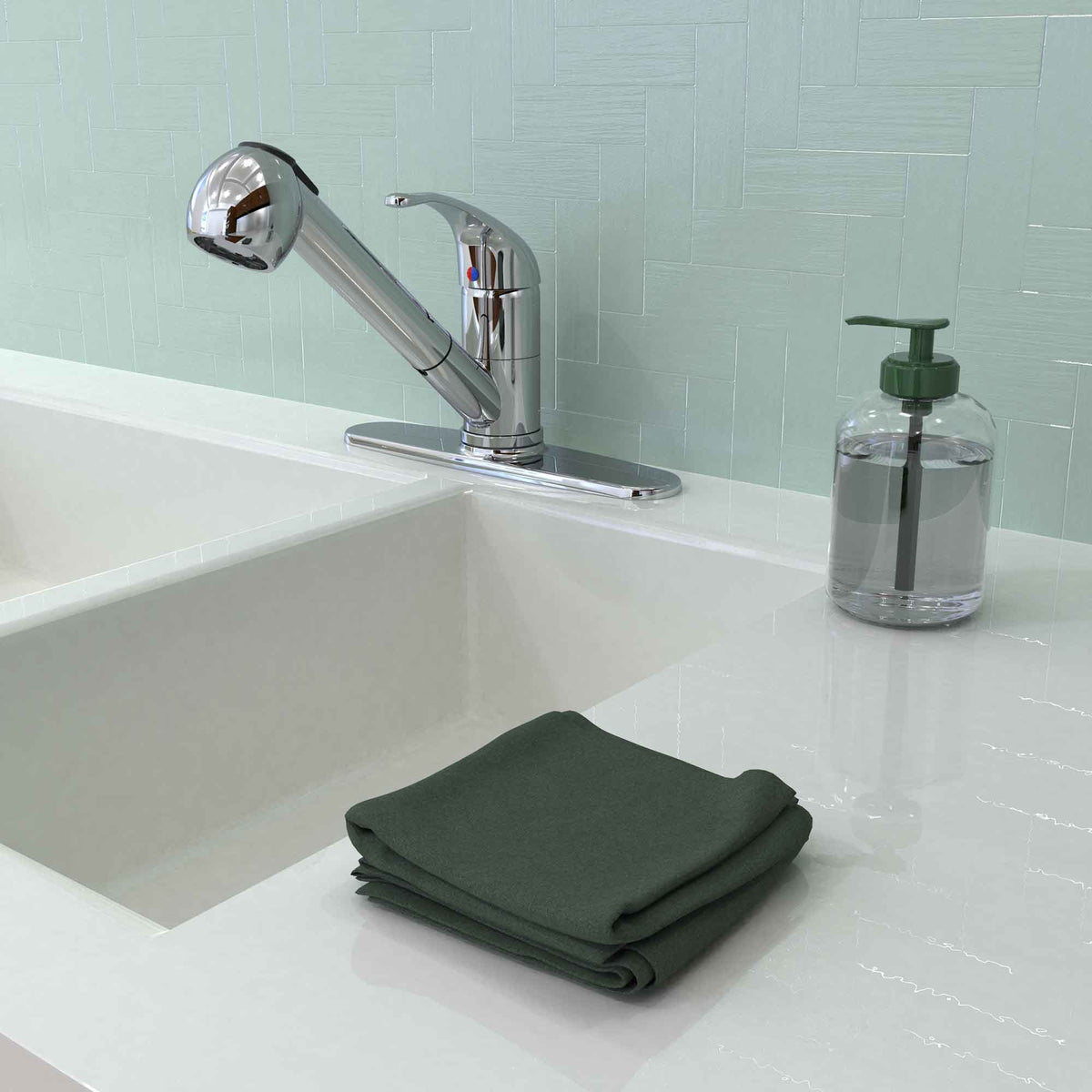 Robinet pour évier de cuisine avec bec amovible, chrome