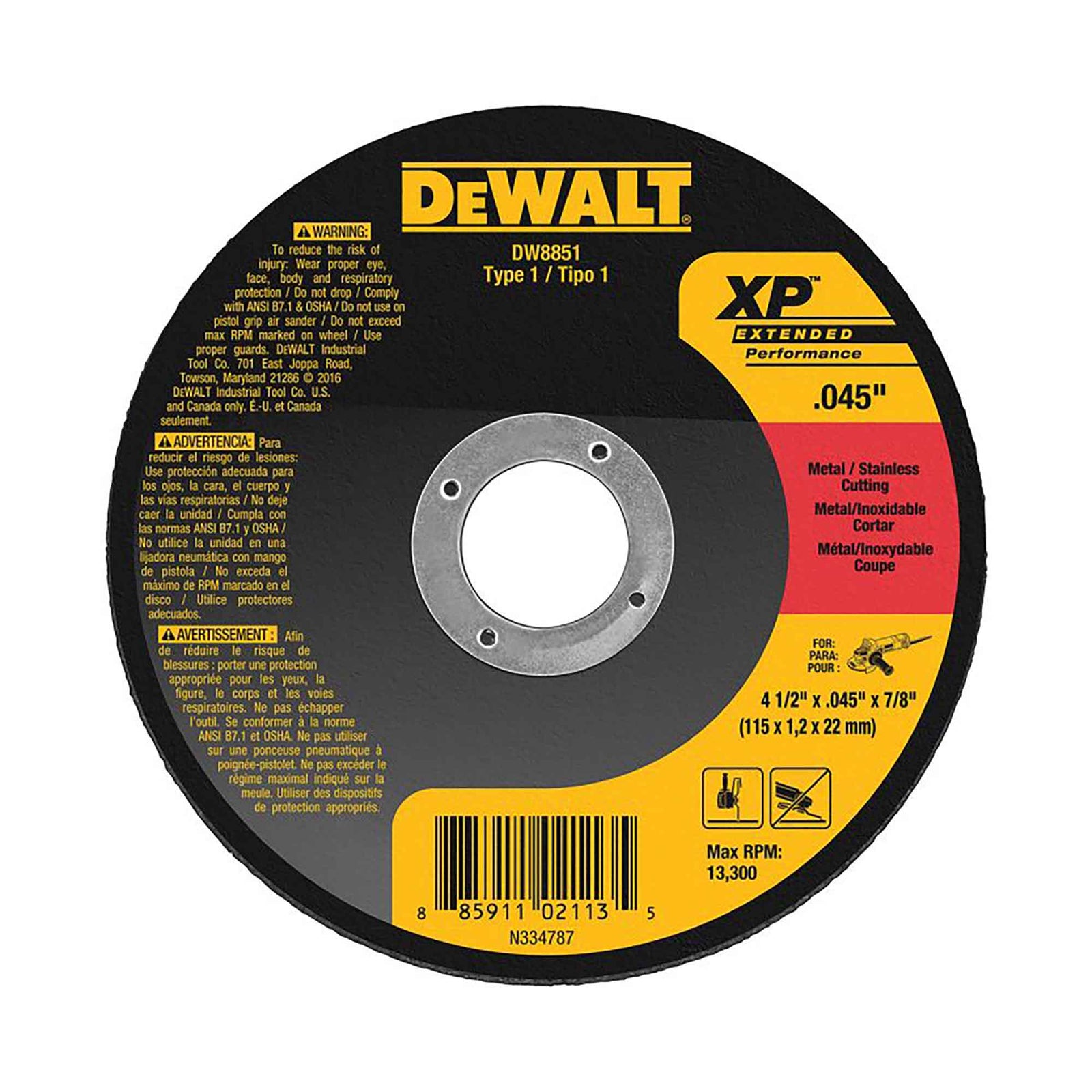 Meule de tronçonnage pour métaux XP, 4-1/2" x 0,045"