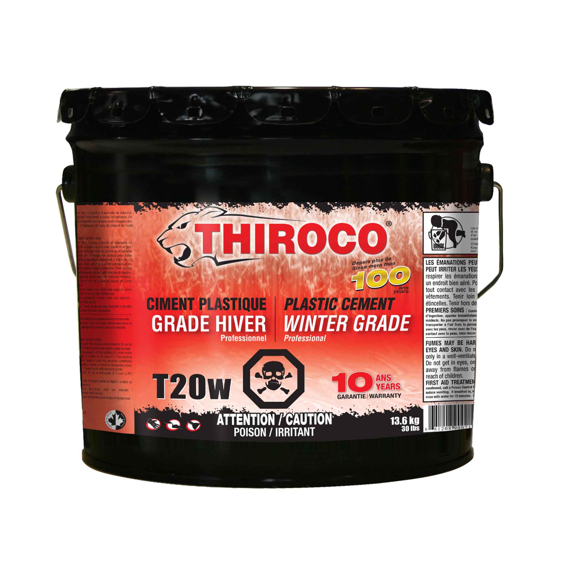 Ciment plastique T20W Thiroco professionnel, 13,6 kg (grade hiver)