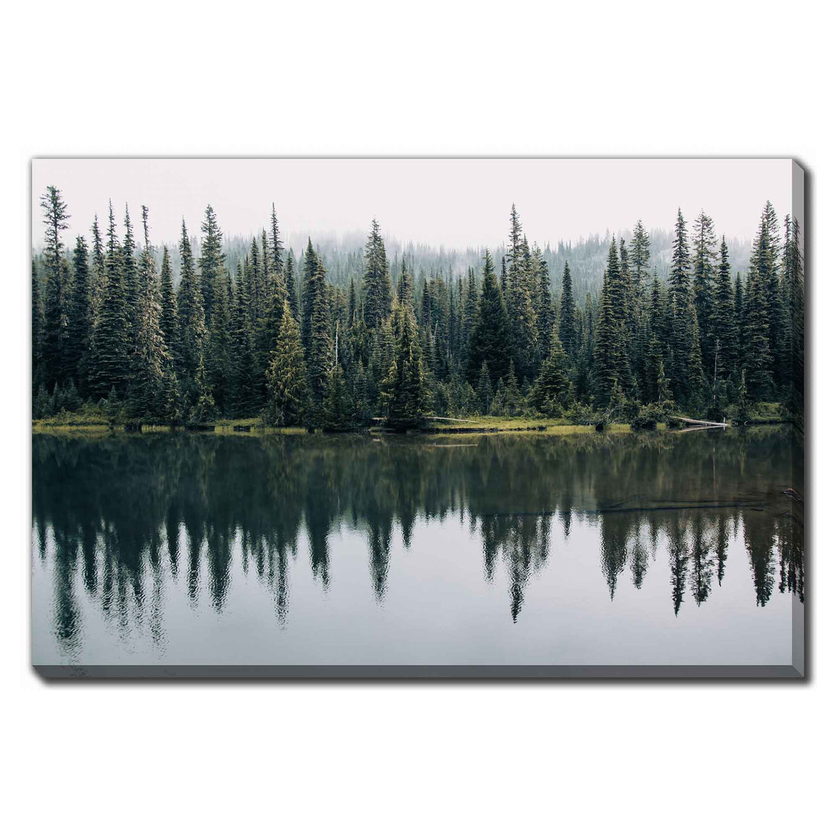 Impression sur toile reflet des arbres sur le lac, 45'' x 30''