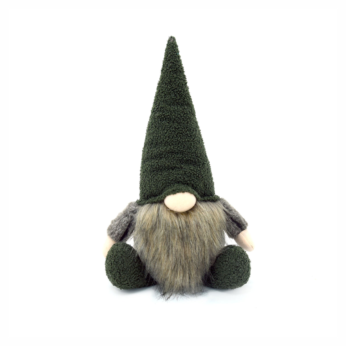 Gnome en peluche assis, vert et marron (20")