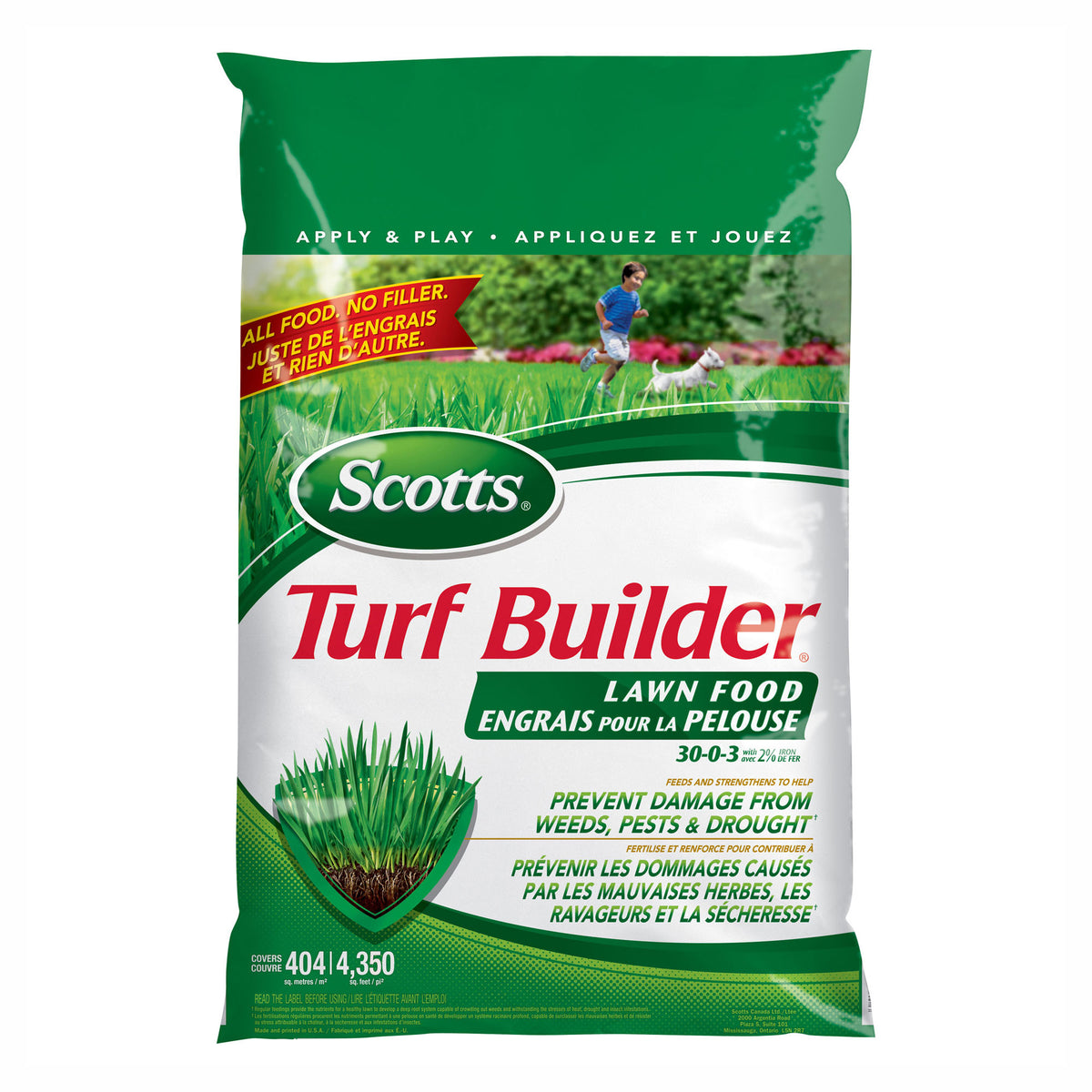 Engrais pour la pelouse 30-0-3 avec 2 % de fer Turf Builder, 5,2 kg