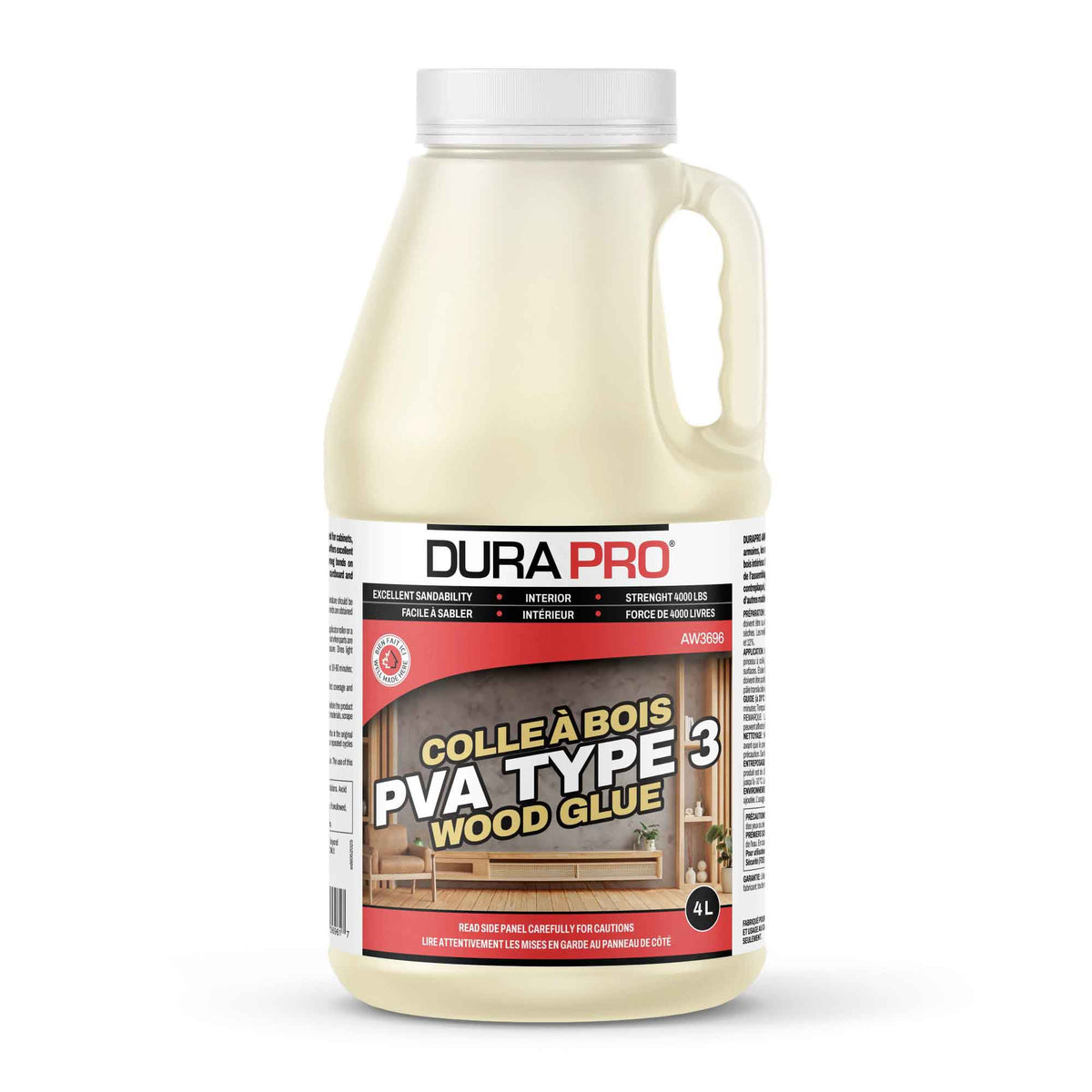 Colle à bois PVA Type 3, 4 L