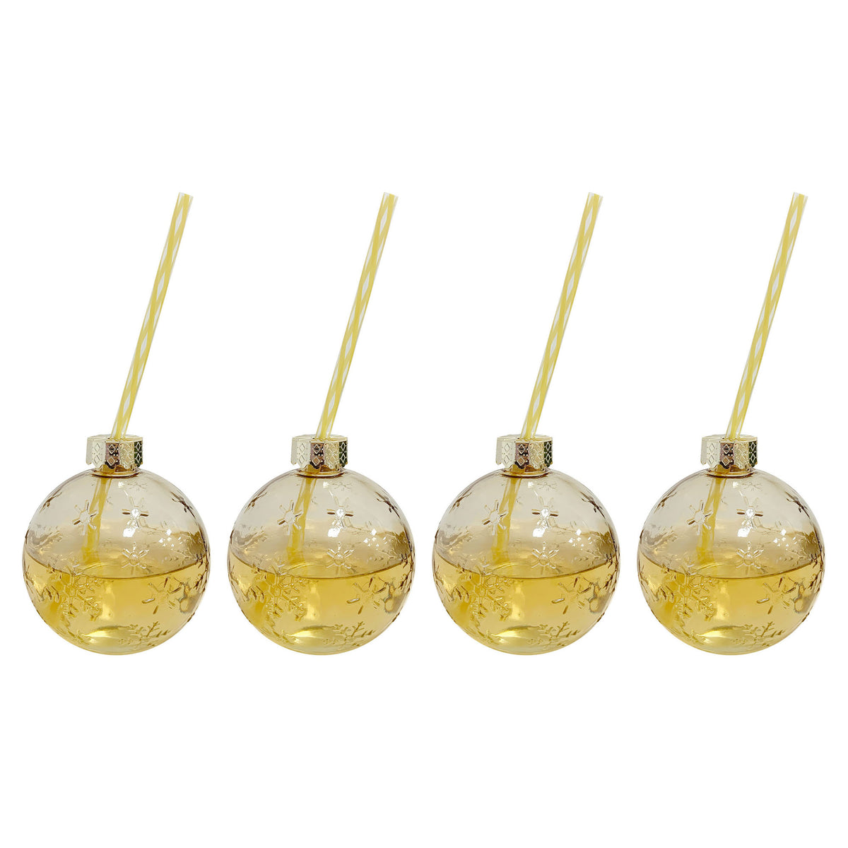 Ensemble de verres en boule de Noël avec paille, 4 pièces