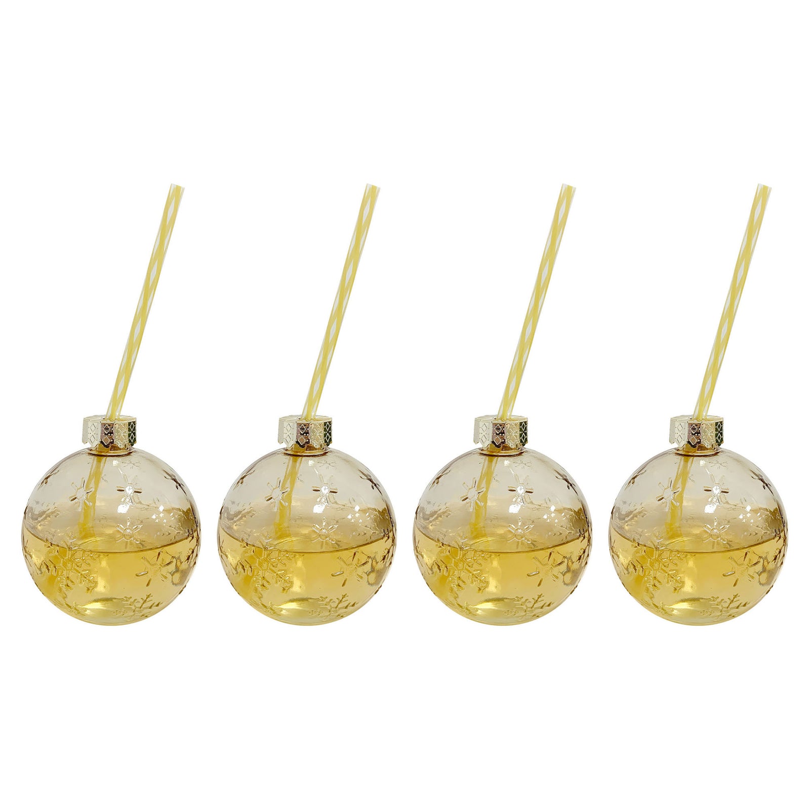 Ensemble de verres en boule de Noël avec paille, 4 pièces