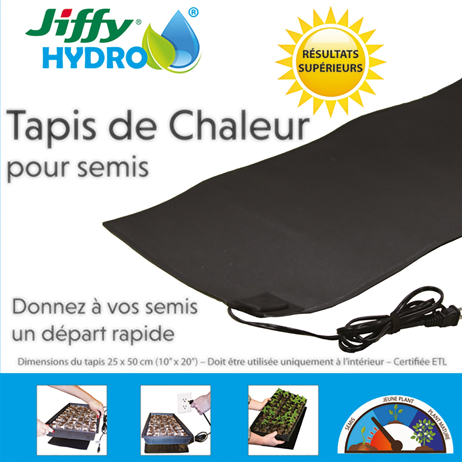 Tapis chauffant pour semis et boutures, 10'' x 20''