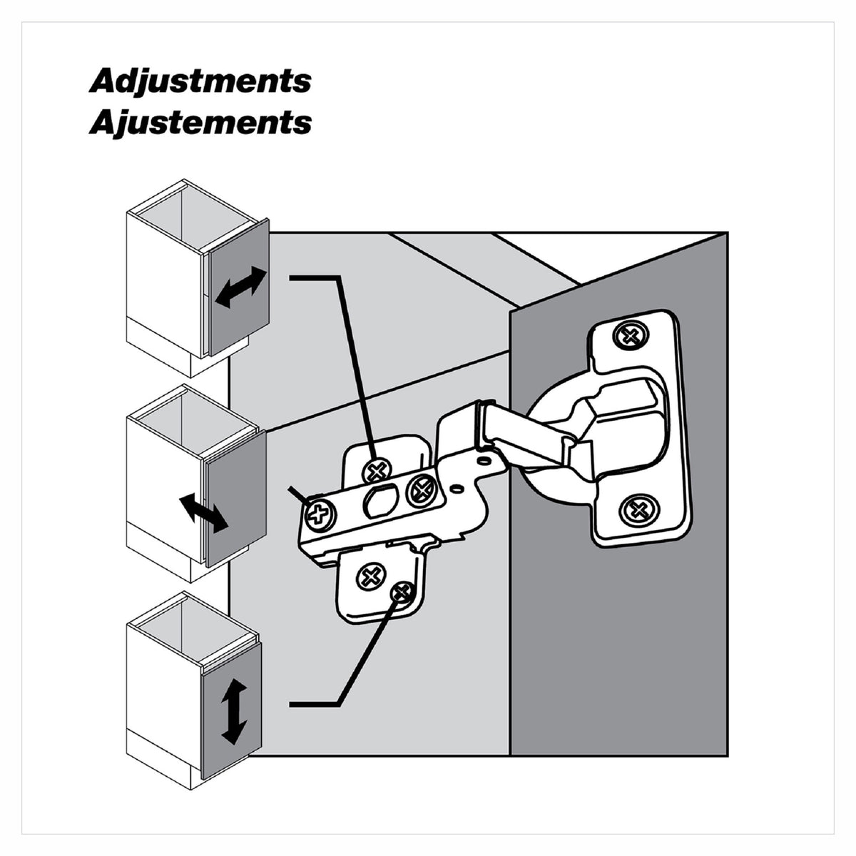 Charnière encastrée à fermeture amortie série RCS 105° pour armoire sans cadre, 2 unités