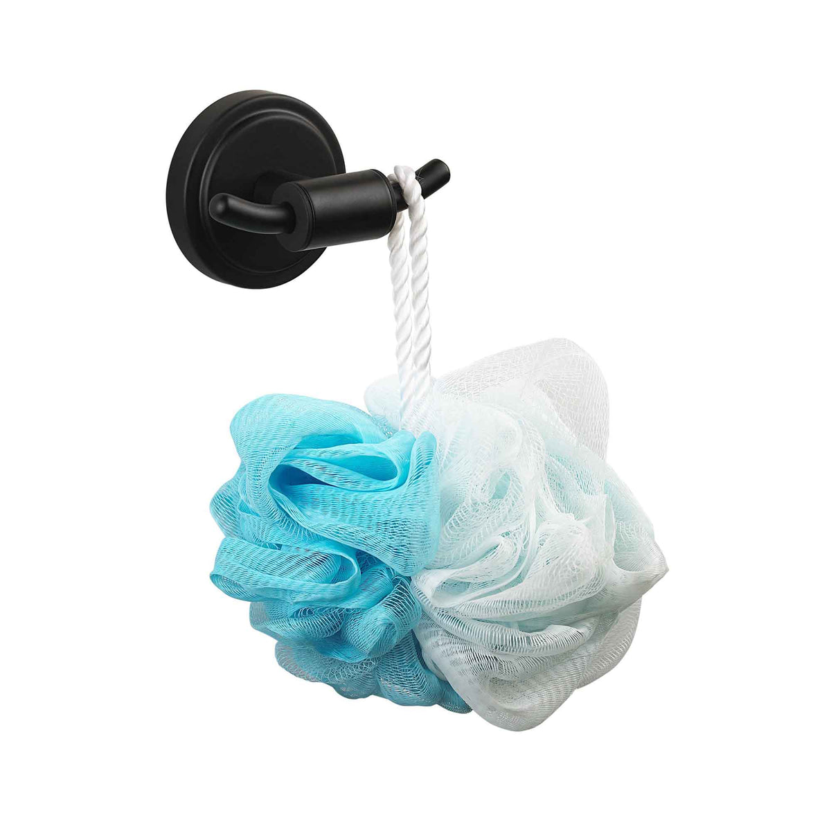 Crochet double mural pour salle de bain, noir mat