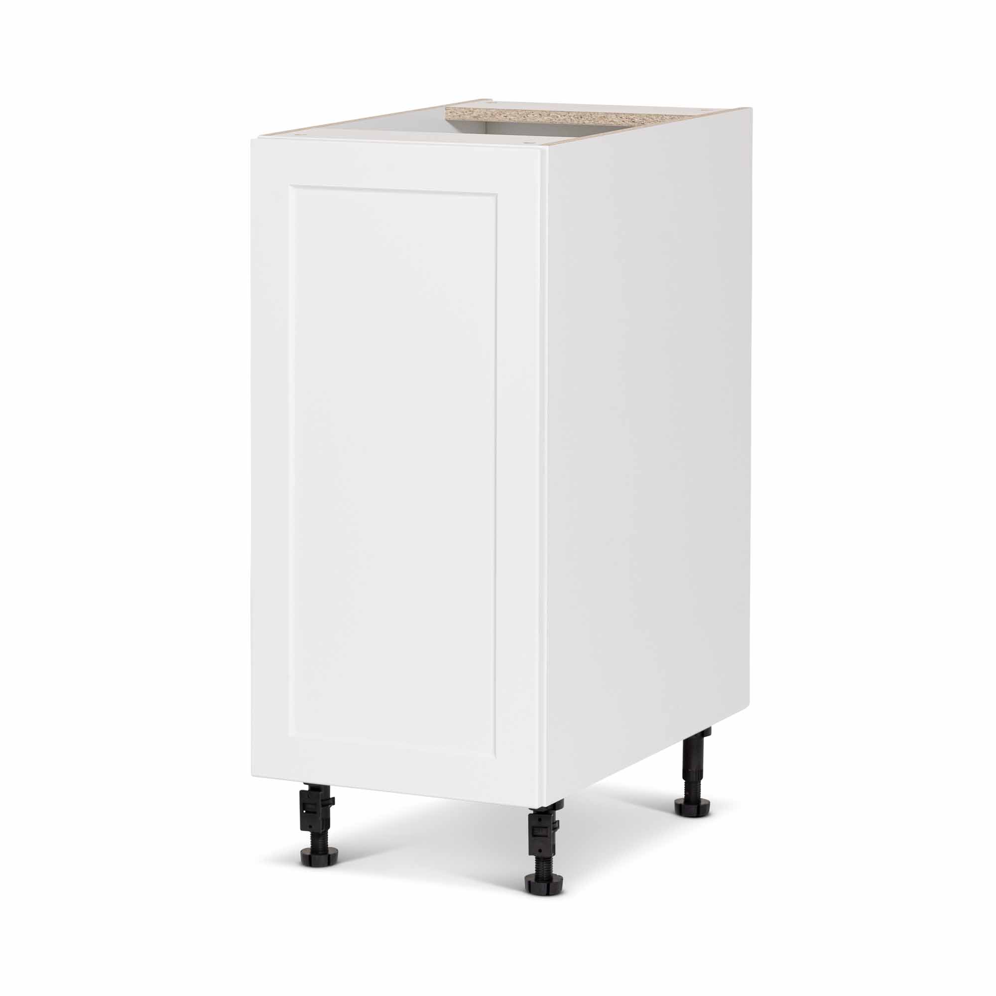 Module de bas d'armoire de cuisine de style Shaker en mélamine blanche avec 1 porte, 18"