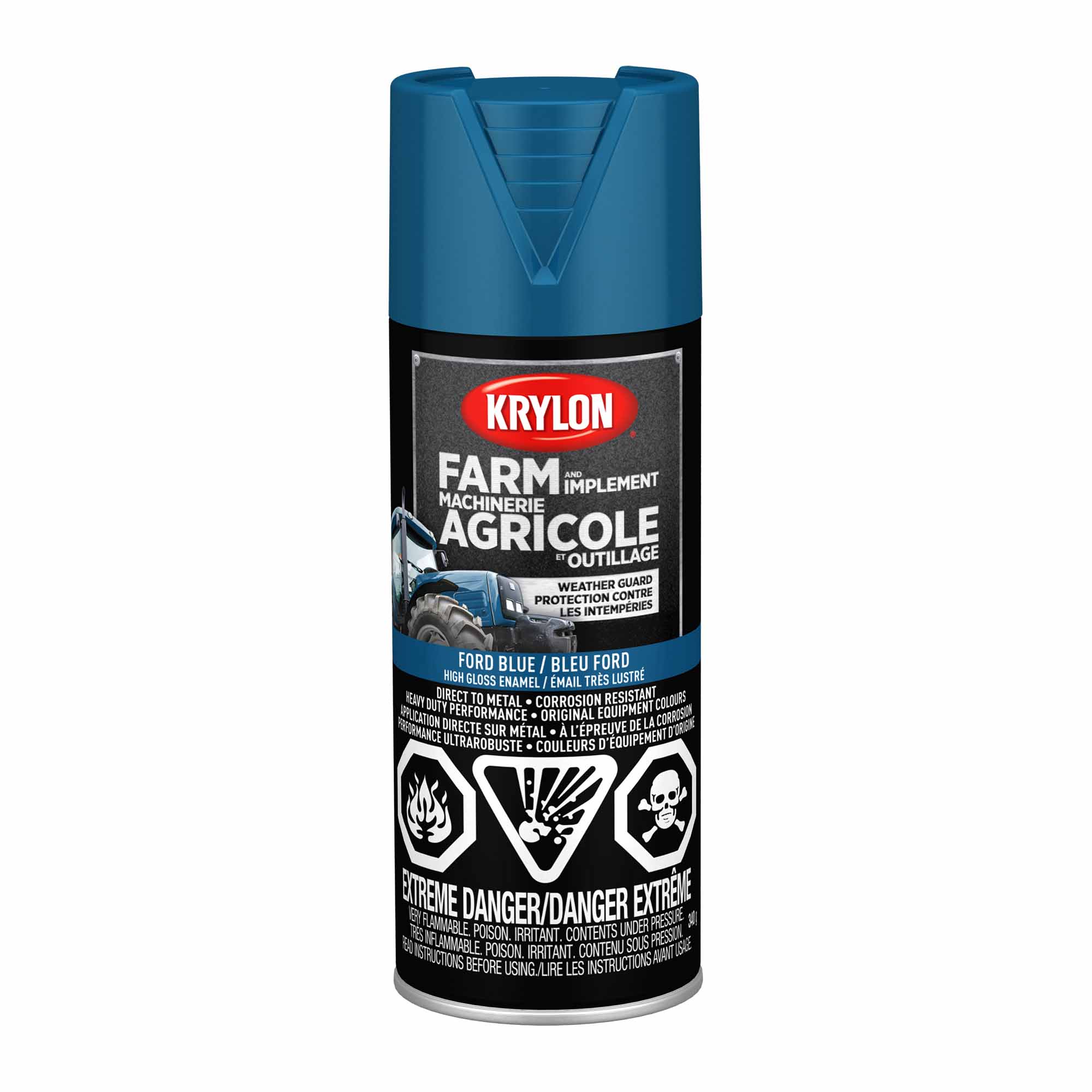 Krylon AGRICOLE  et OUTILLAGE aérosol émail très lustré bleu Ford , 340 G