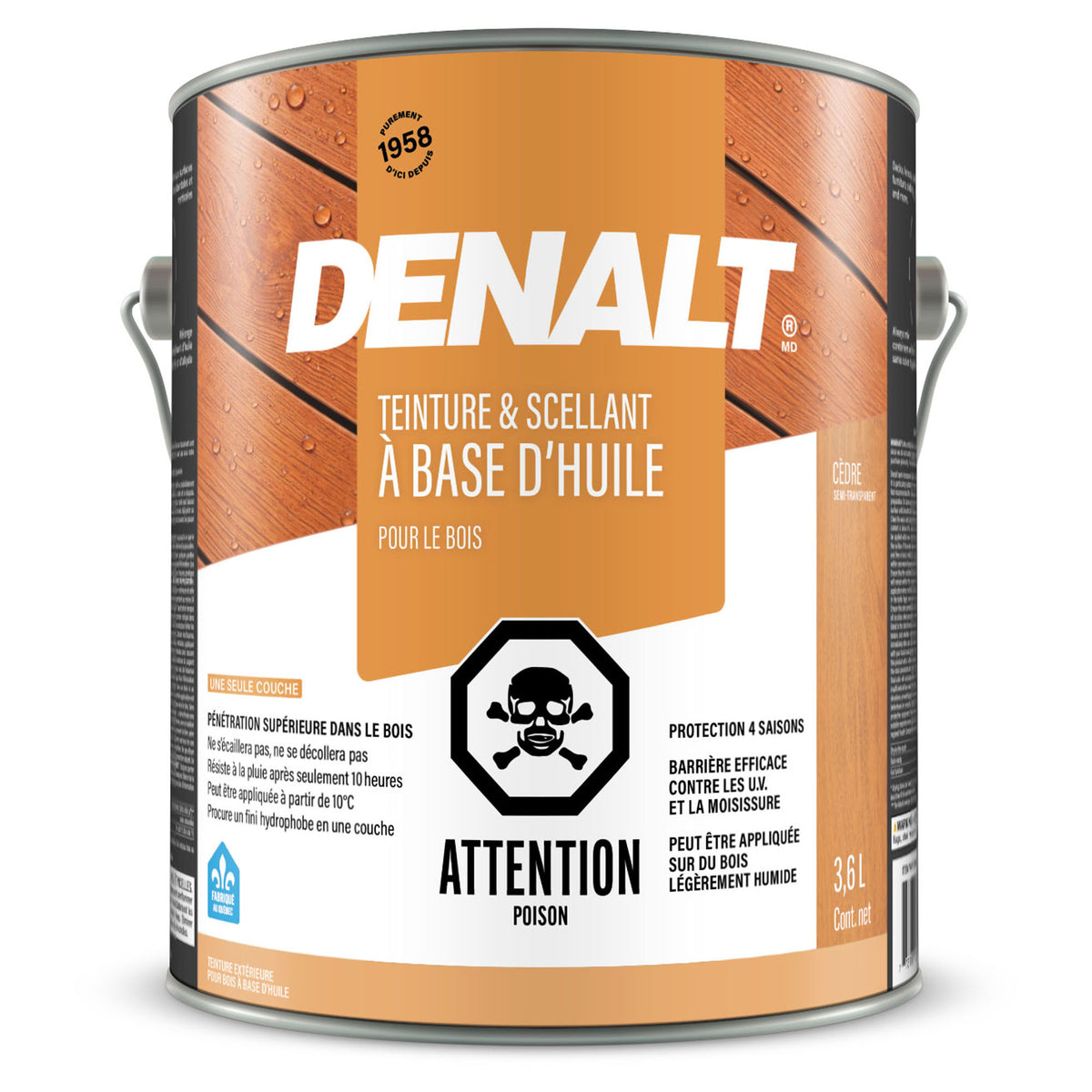 Teinture et scellant à base d’huile semi-transparent, 3,6 L (cèdre)