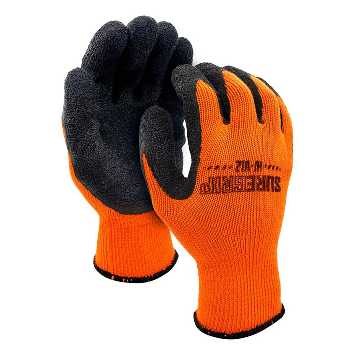 Gants à haute visibilité à doublure polaire avec paume et jointures enduites de latex, grand (orange)