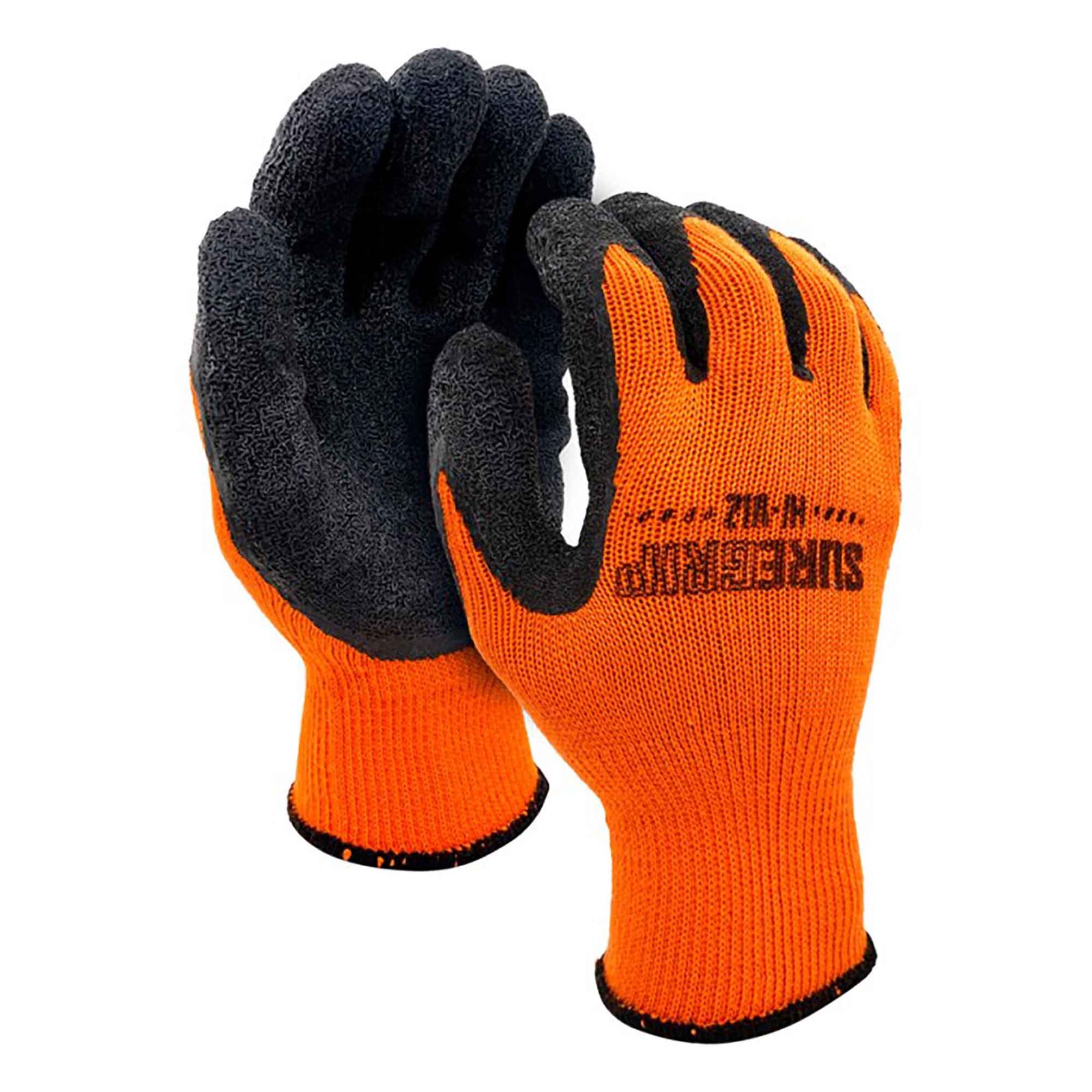 Gants à haute visibilité à doublure polaire avec paume et jointures enduites de latex, grand (orange)
