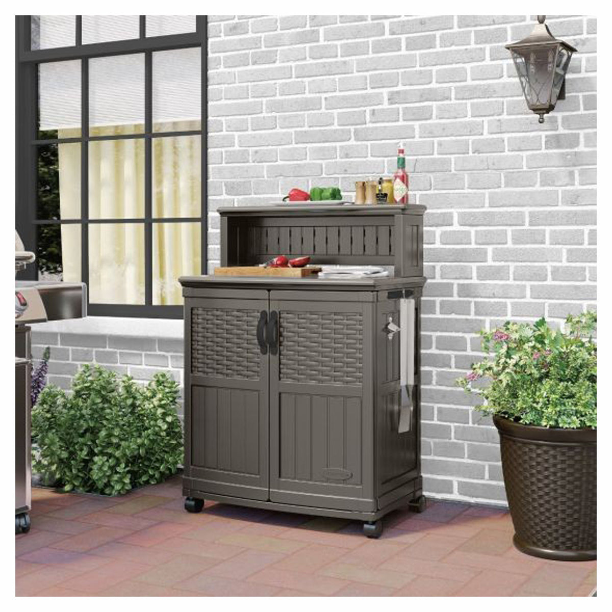 Station de rangement et de préparation pour terrasse, 47 gallons
