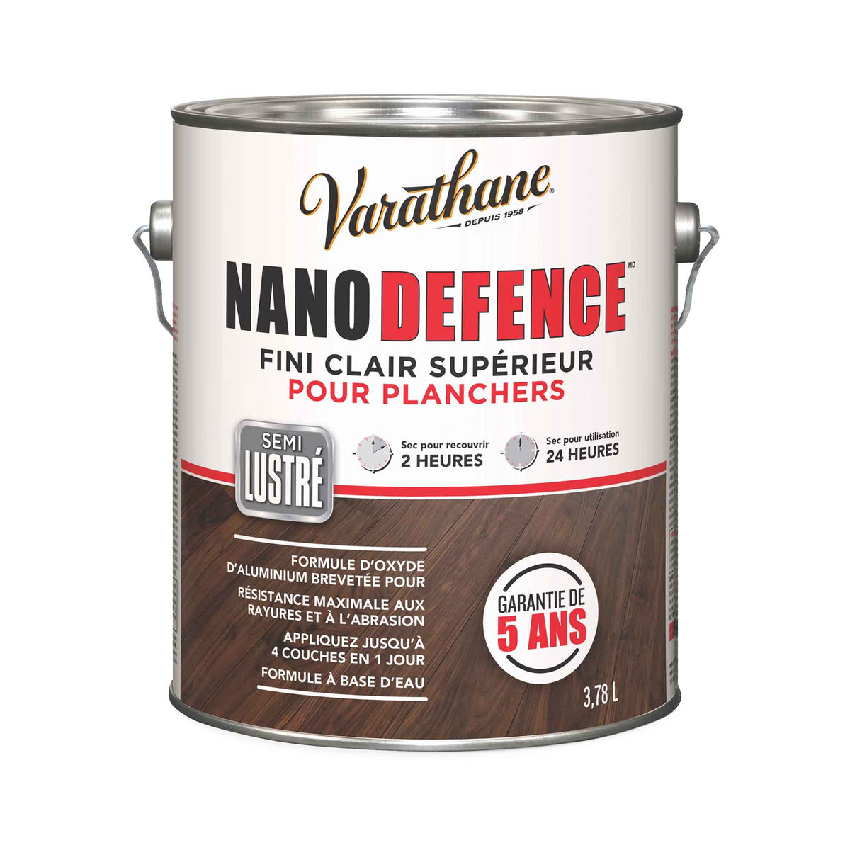 Fini transparent pour planchers de qualité supérieure Nano Defence semi-lustré, 3,78 L