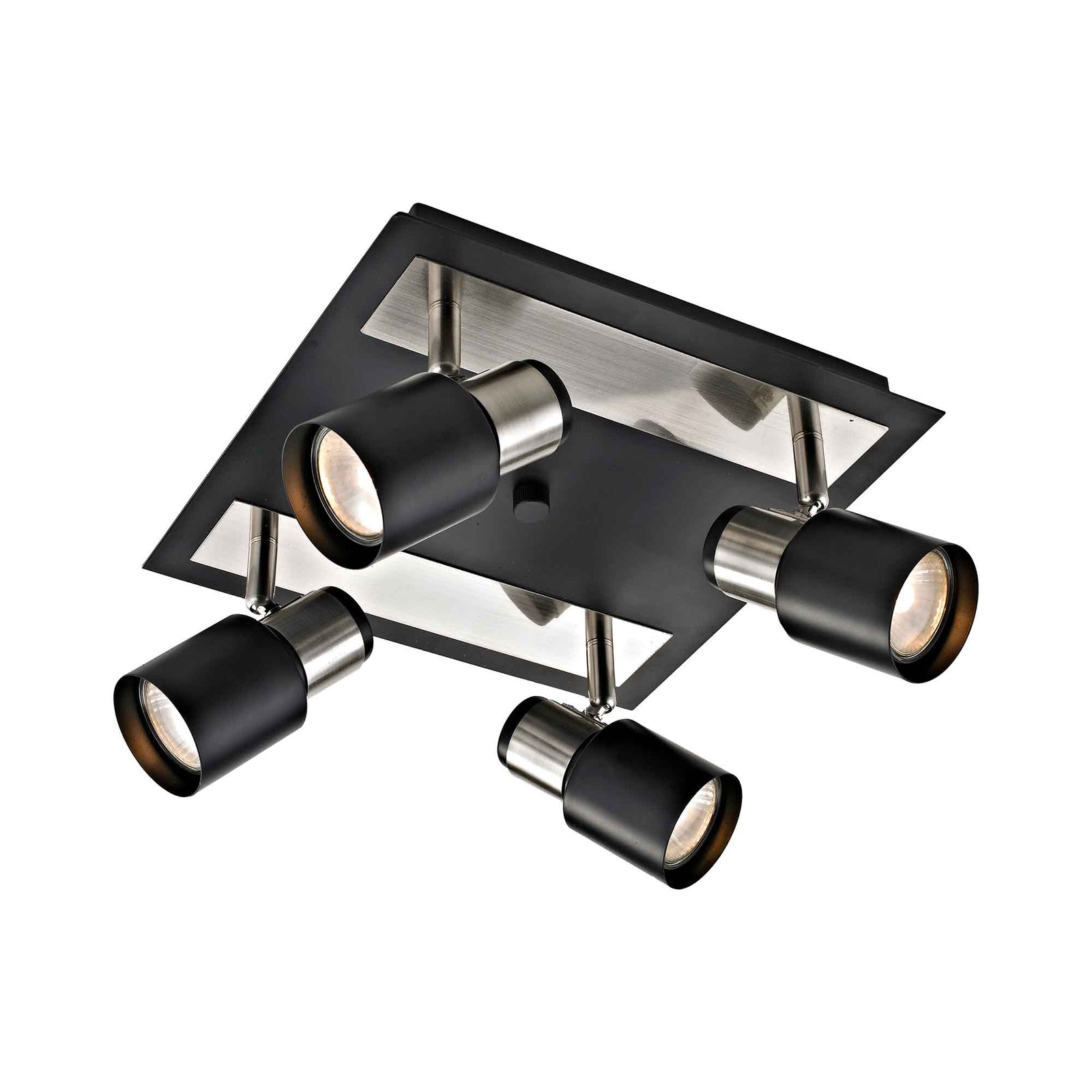 Rail d'éclairage Jackson à 4 têtes en nickel brossé et noir mat, 11,1" x 6,1" 