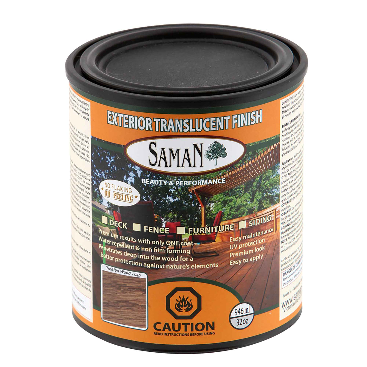 Revêtement d'extérieur translucide Bois Traité, 946 ml