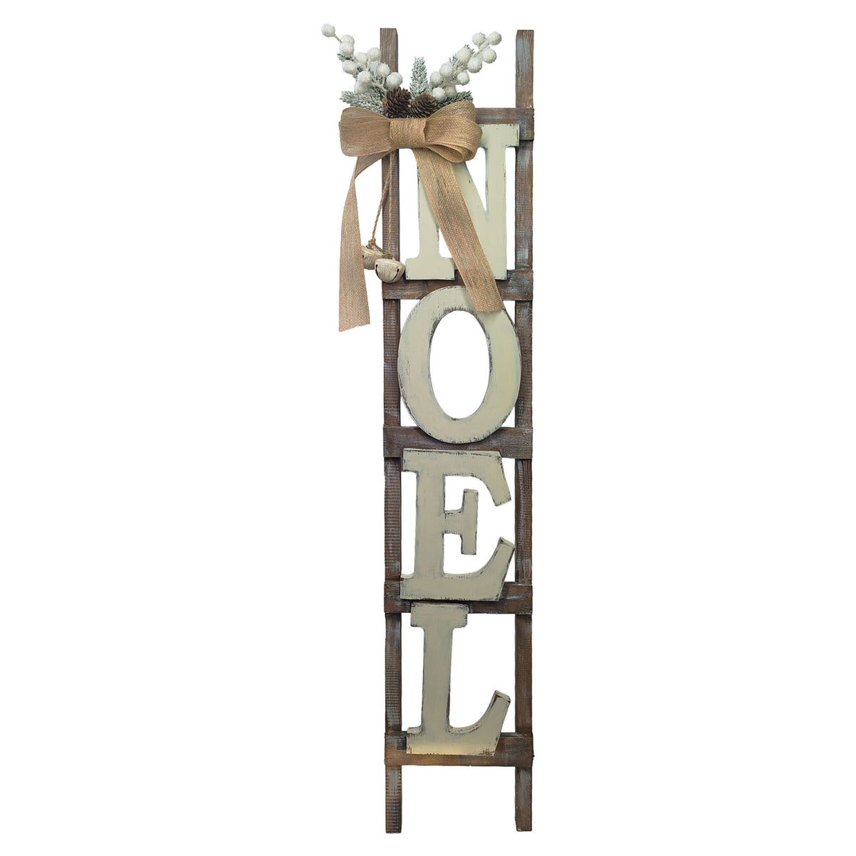 Décoration d’échelle avec inscription NOËL en bois avec ruban, 8-1/2" x 41-1/2"