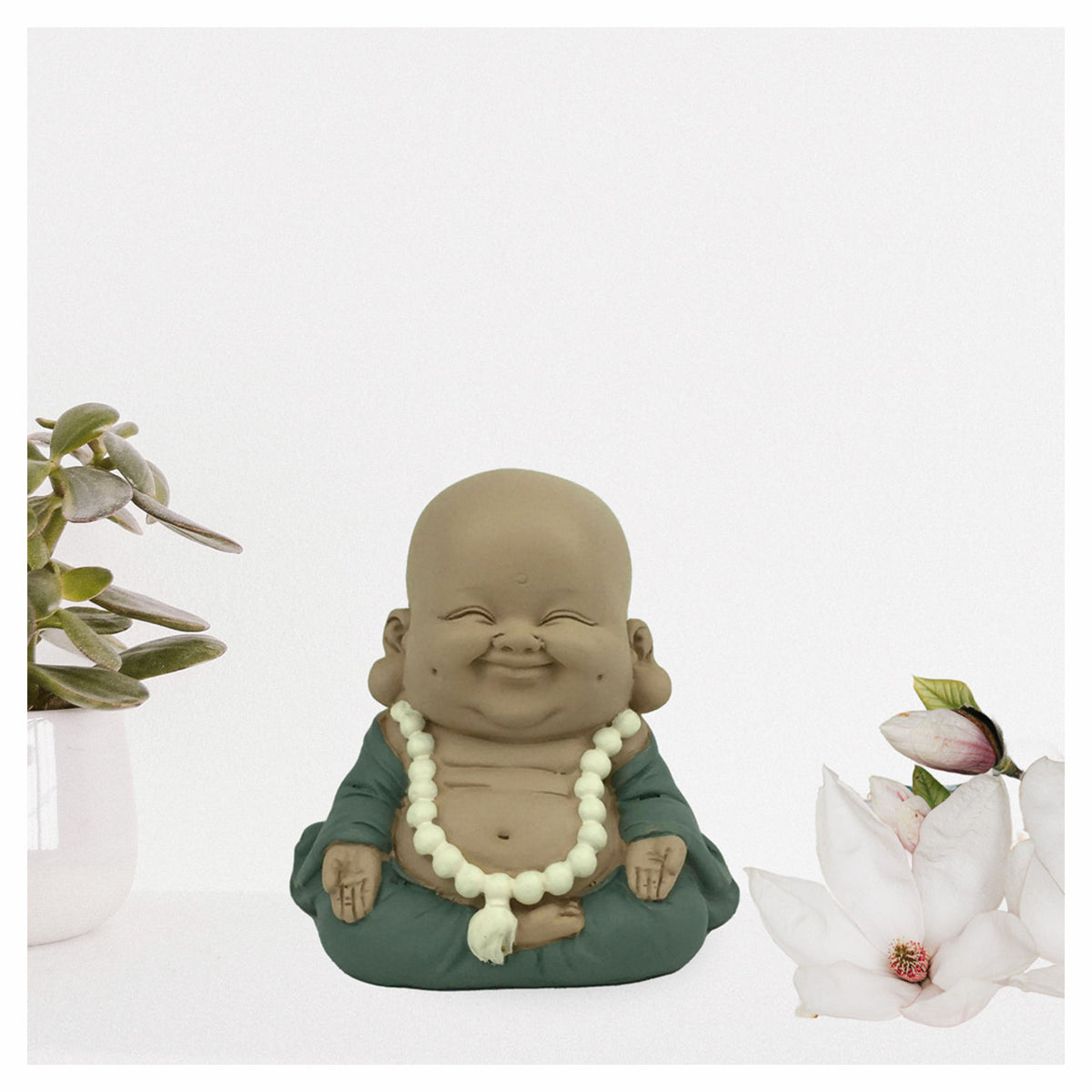 Statue de petit Bouddha en polyrésine « méditant », 3-1/4" x 2-1/4" x 3"