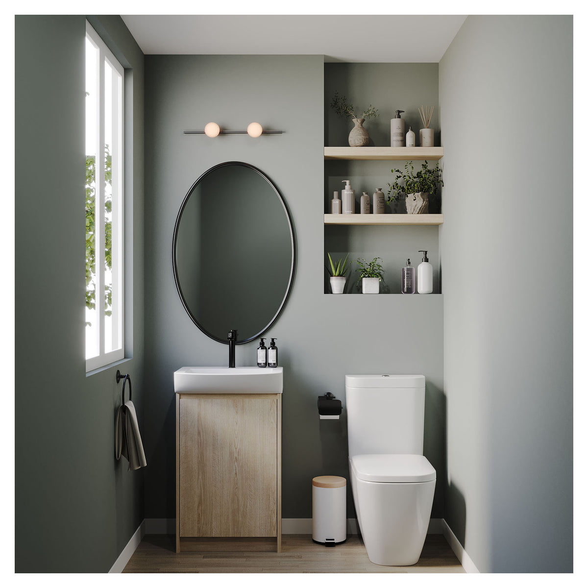 Vanité autoportante Nest en frêne blanc avec lavabo, 20'' x 15-3/4'' x 34''