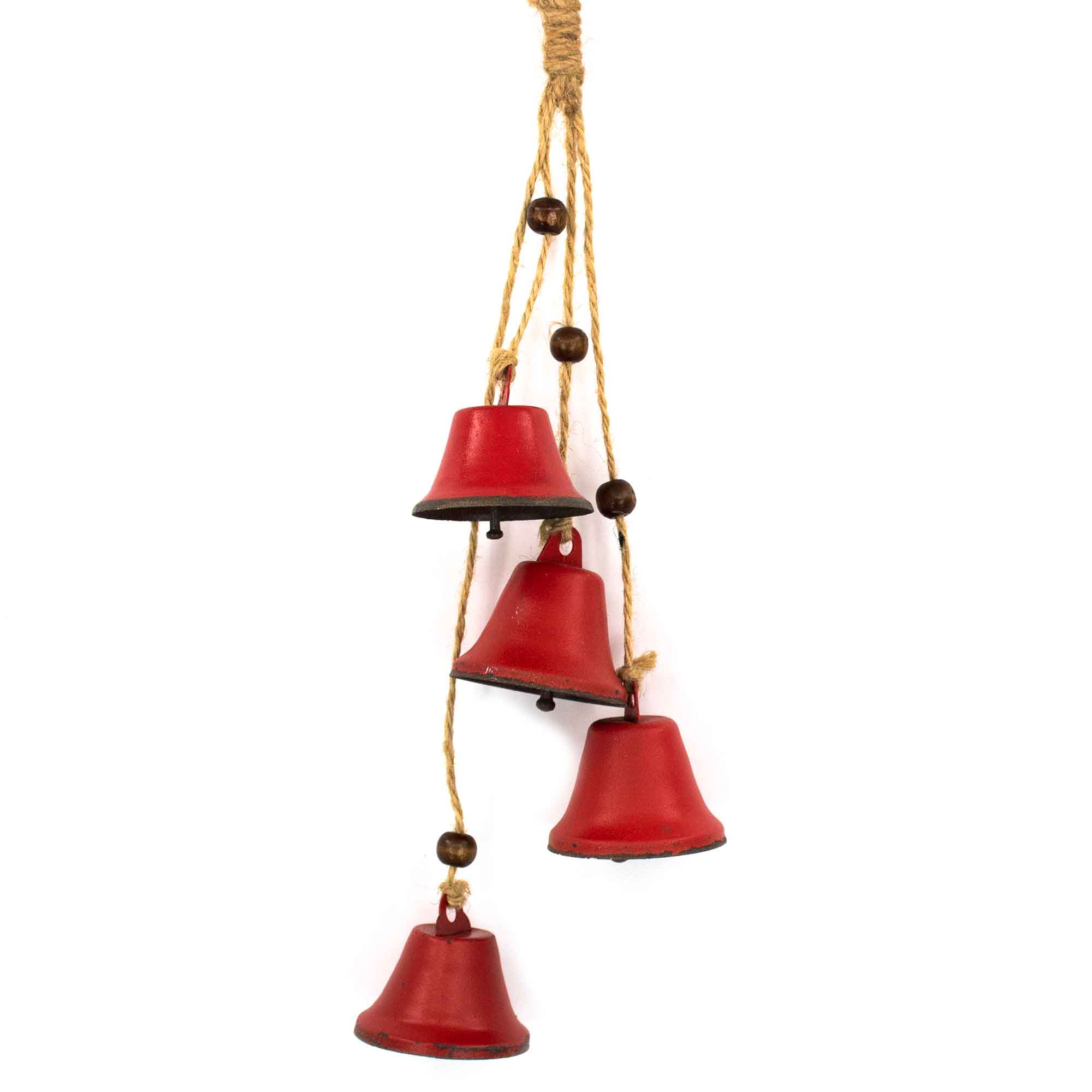 Ornement de cloches en métal rouge, 14''