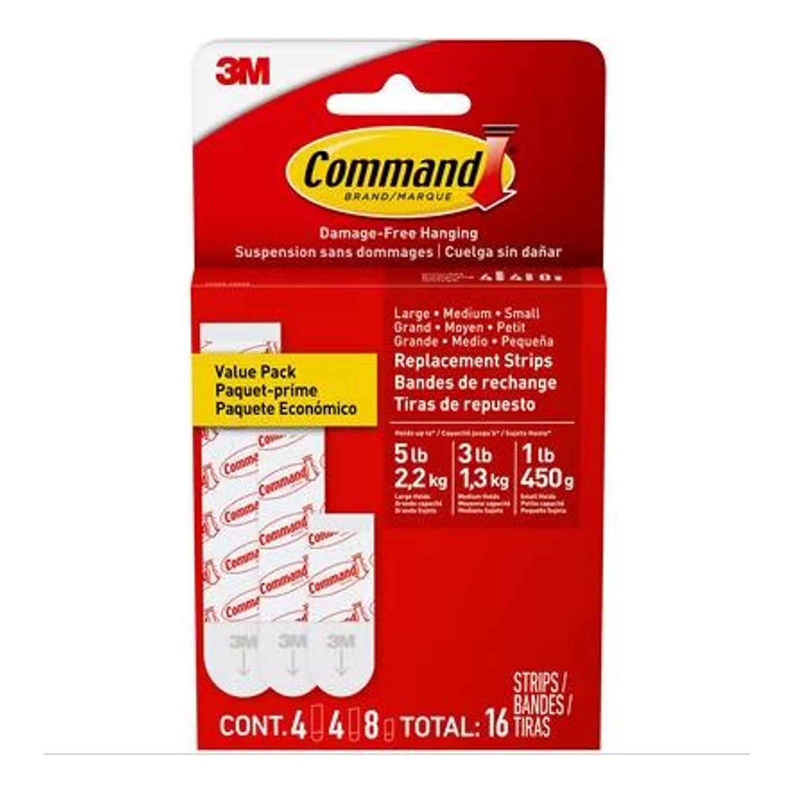 Bandes de recharge petites, moyennes et grandes, 16 pièces