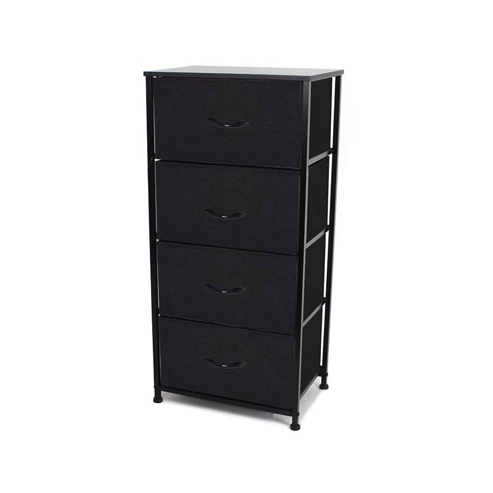 Meuble à 4 tiroirs en tissu noir, 17,7" x 11,8" x 37,4" 