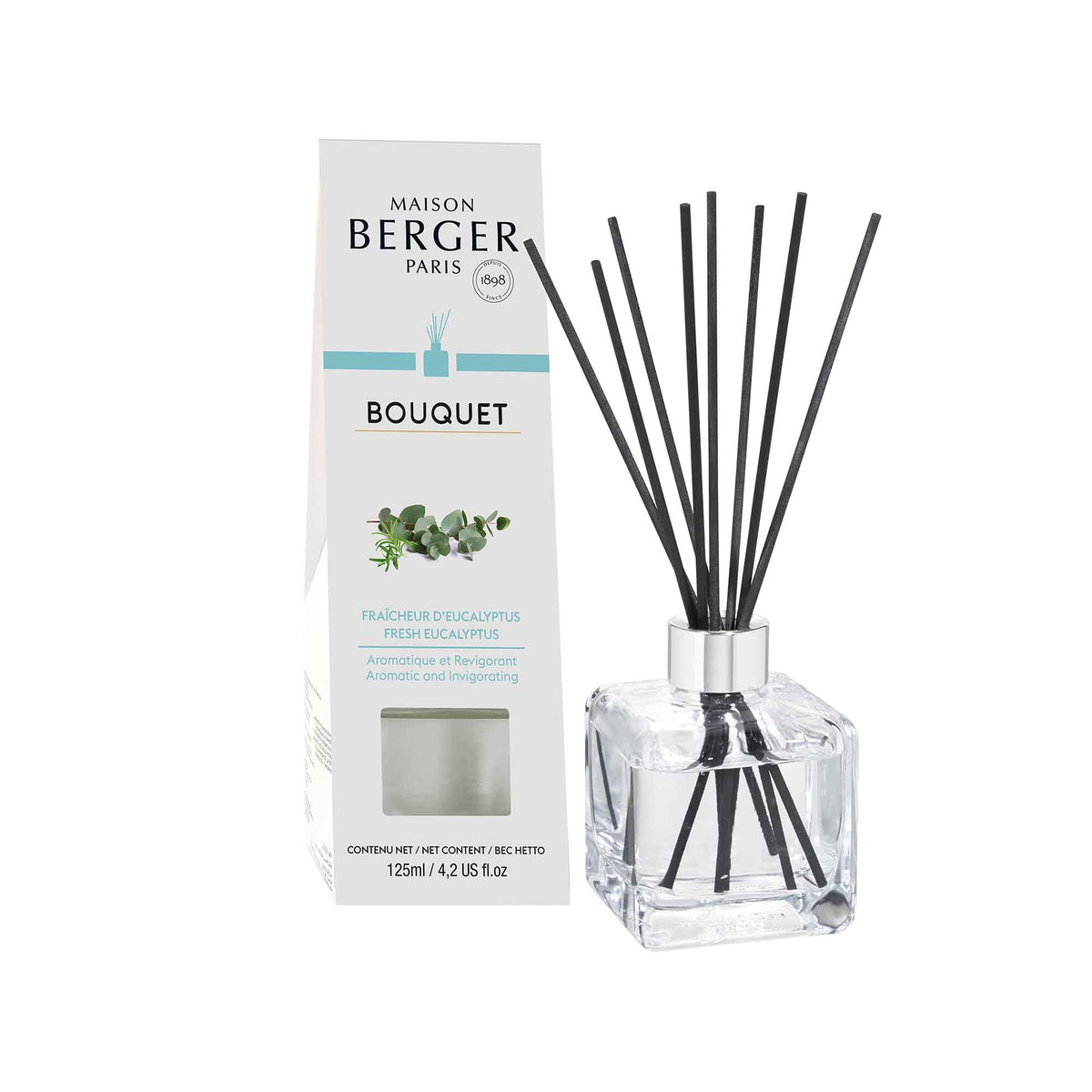 Diffuseur à bâtonnets cubique de 125 ml, fraîcheur d’eucalyptus