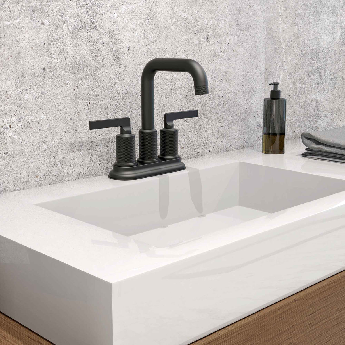 Robinet pour lavabo de salle de bain avec contrôle de volume INDY, noir mat