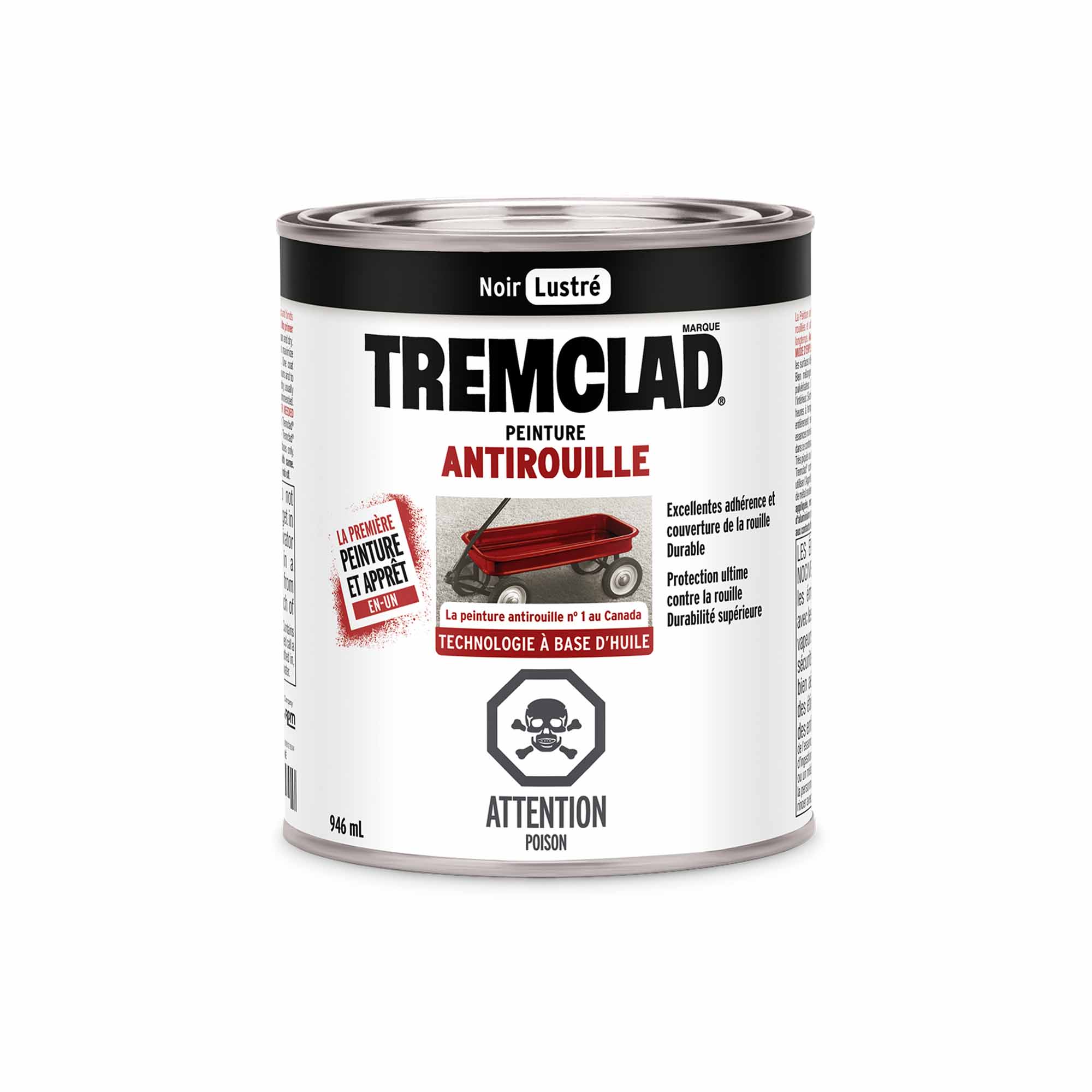 Tremclad peinture antirouille à base d'huile noir lustré, 946 ml