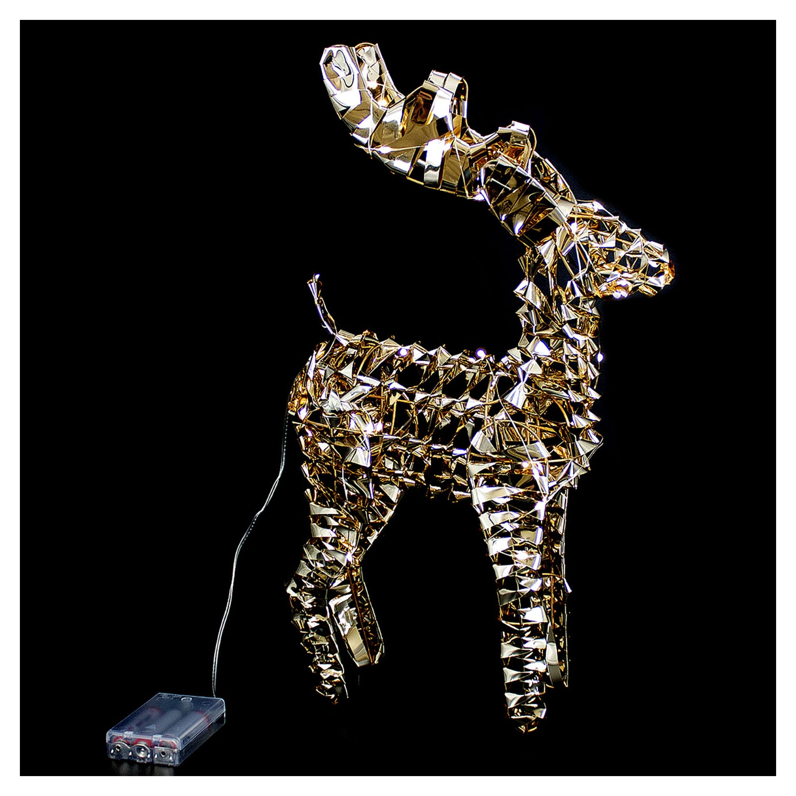 Renne doré illuminé à 40 DEL blanc chaud, 20''