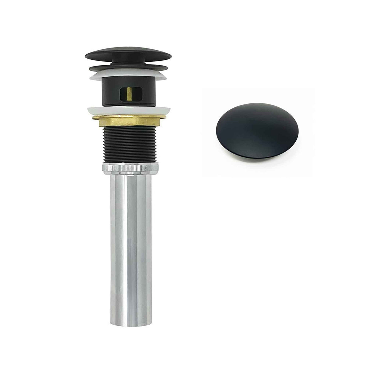 Bonde escamotable pour lavabo avec trop-plein, noir mat