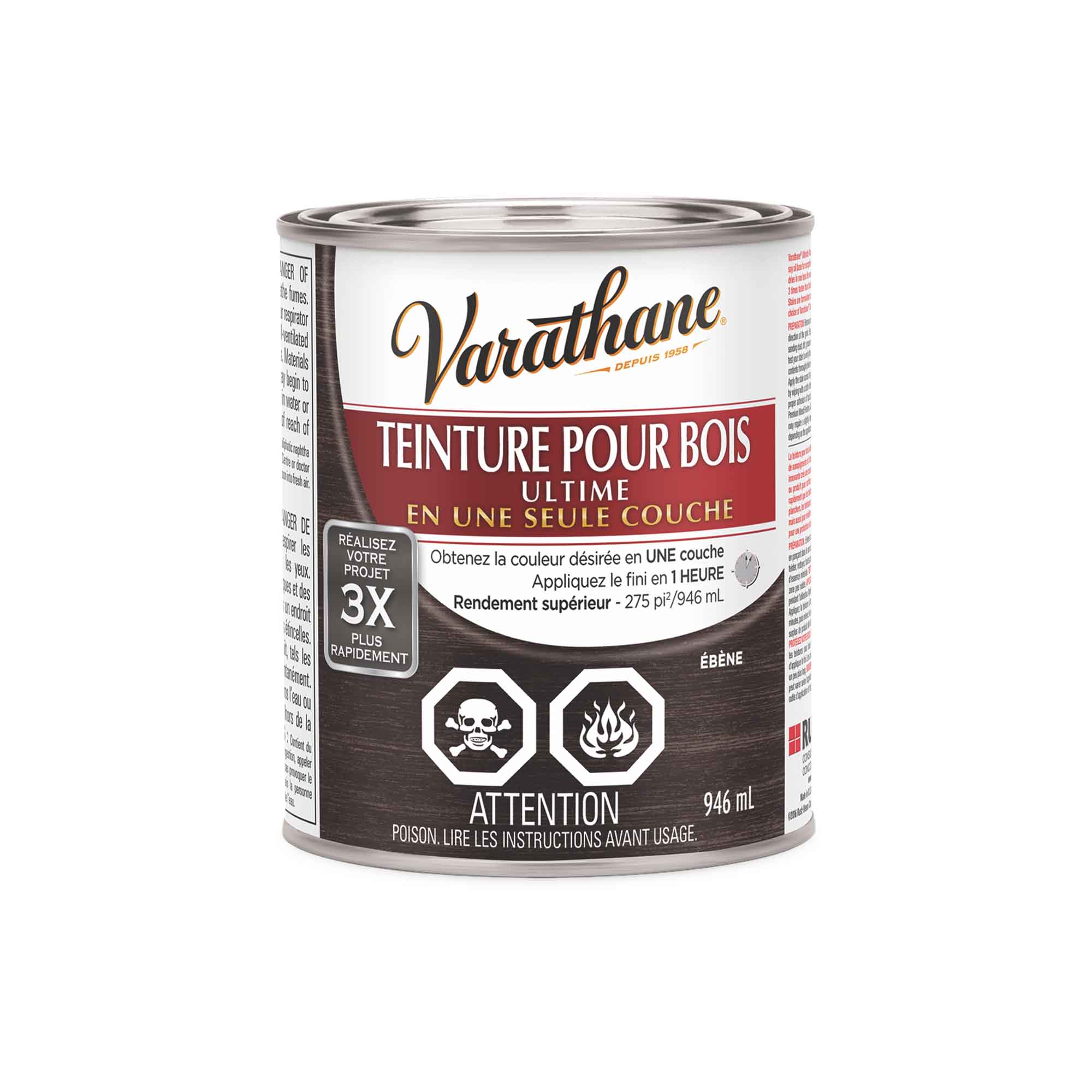 Teinture pour bois Ultime ébène, 946 ml