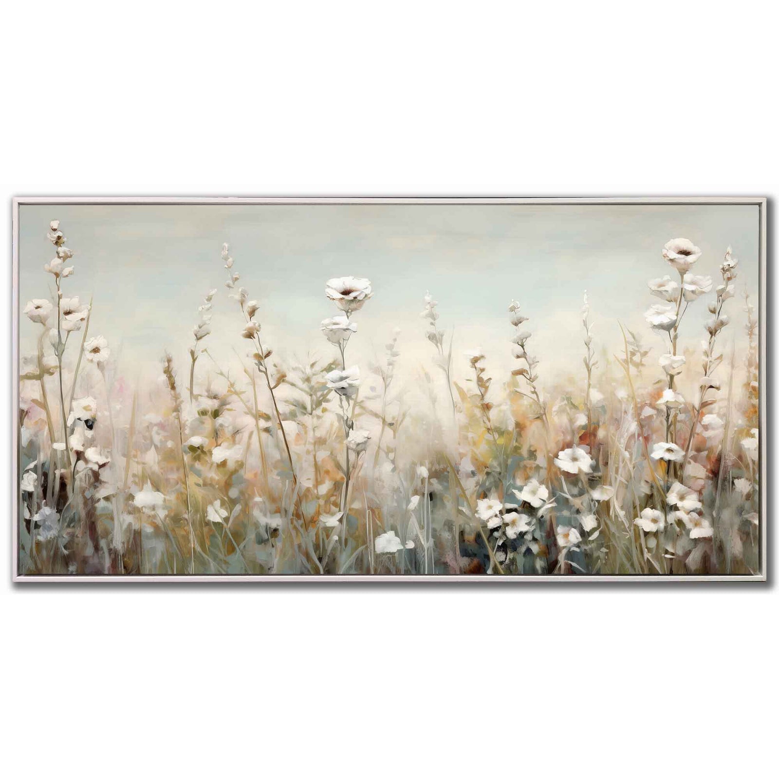 Toile embellie à la main petites fleurs des prés, 40'' x 20''