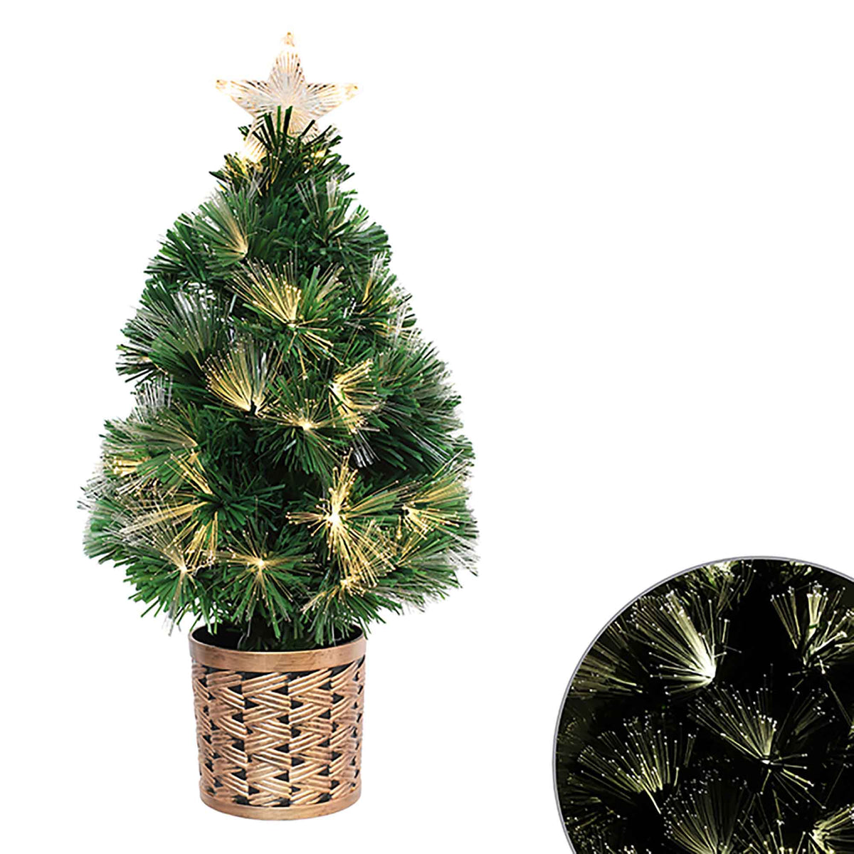 Sapin de Noël de 24&#39;&#39; avec éclairage DEL par fibre optique, 55 pointes