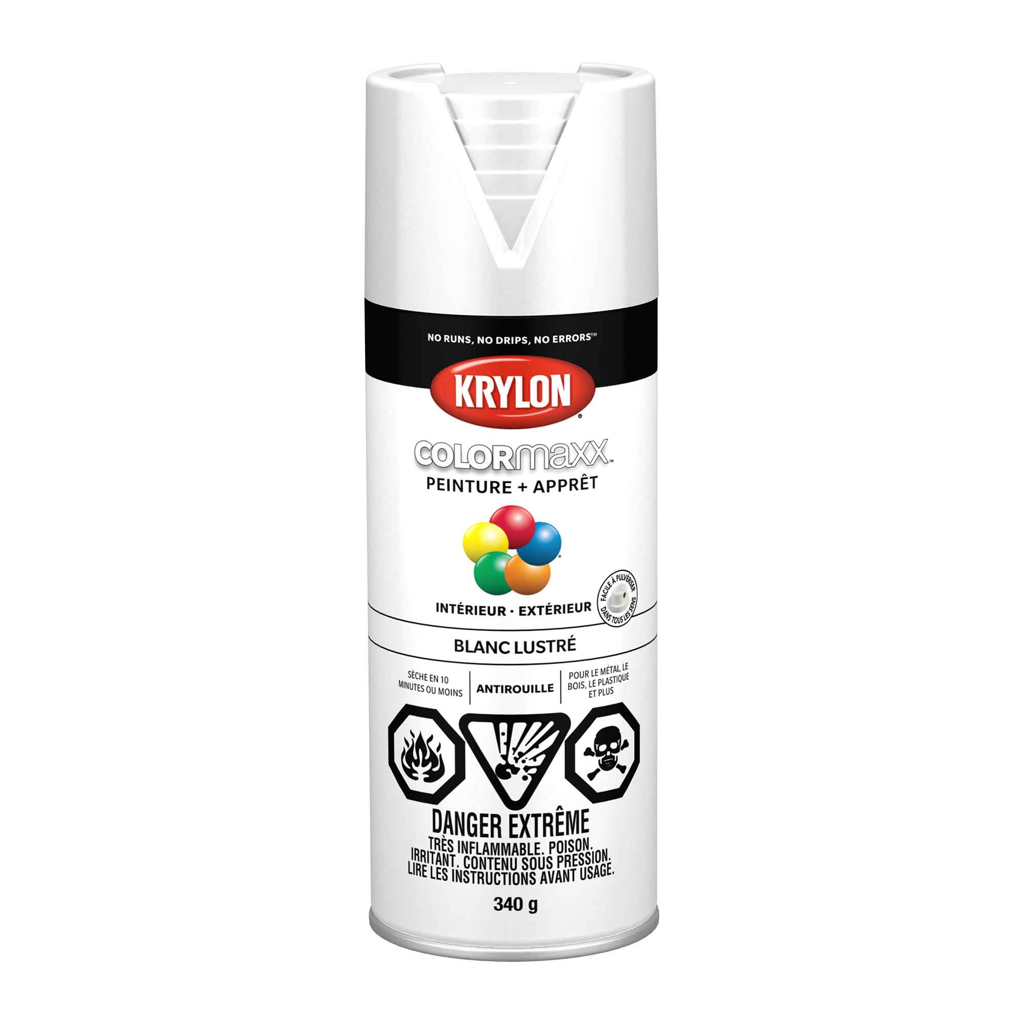 Krylon aérosol COLORMAXX peinture + apprêt blanc lustré, 340 g