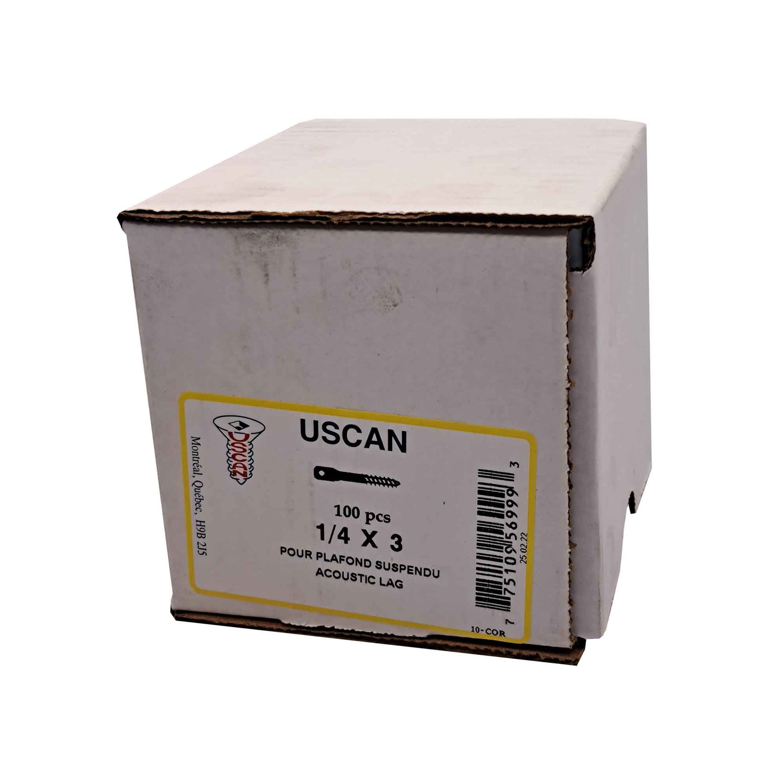 Vis tire-fond pour plafond suspendu, #1/4 x 3" (100 unités)