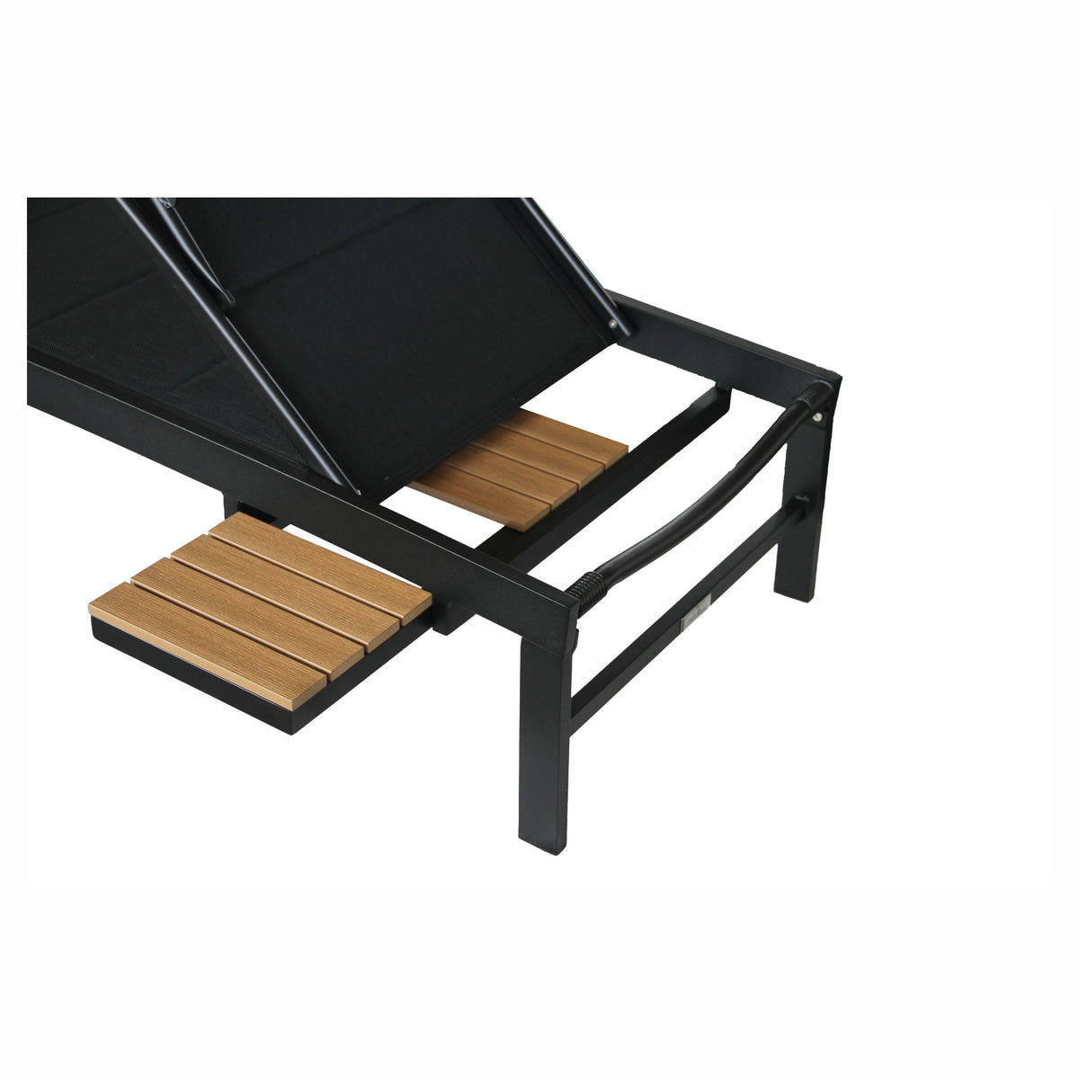 Chaise longue Southport avec tablette rétractable, noir