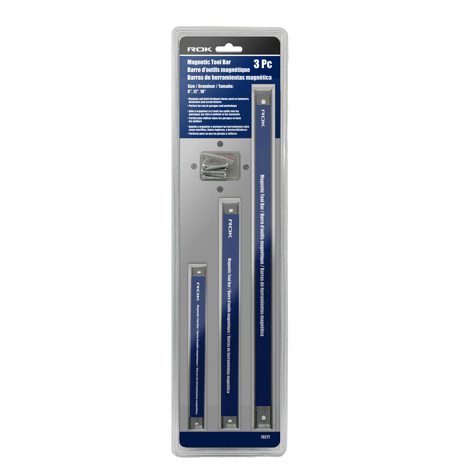 Ensemble de barres magnétiques pour le rangement des outils, 3 pièces