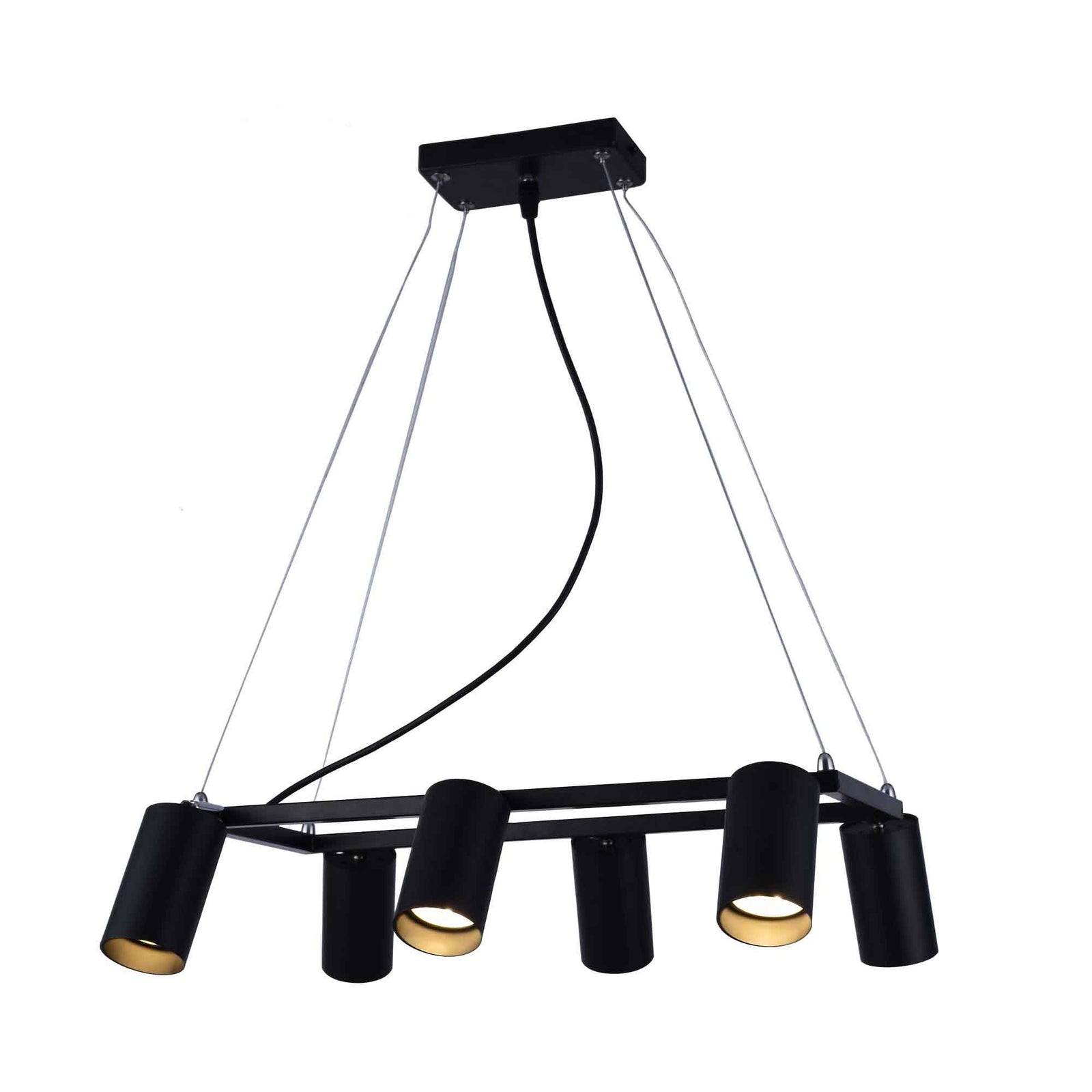 Luminaire suspendu noir à 6 lumières de la collection Palmer, 17,7" x 39,3"