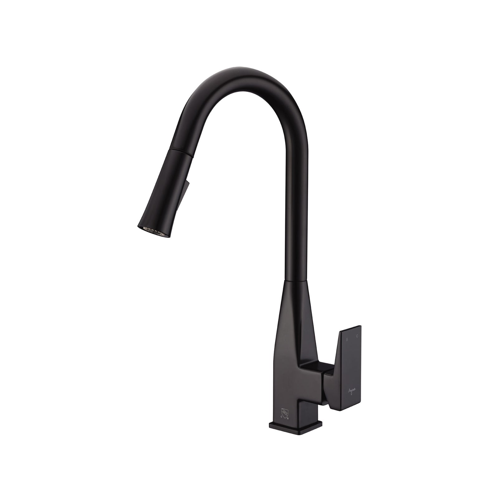 Robinet de cuisine avec bec rétractable à double jet MICA-BK, noir mat