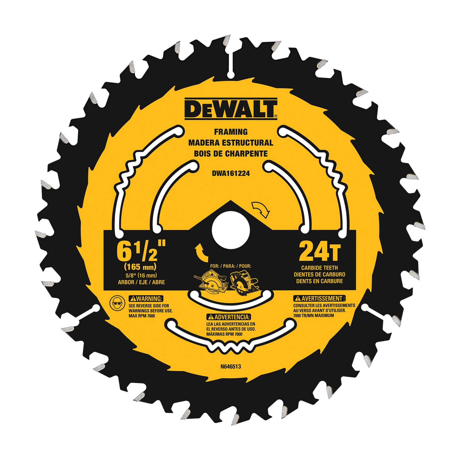 Lame scie circulaire de 6-1/2" 