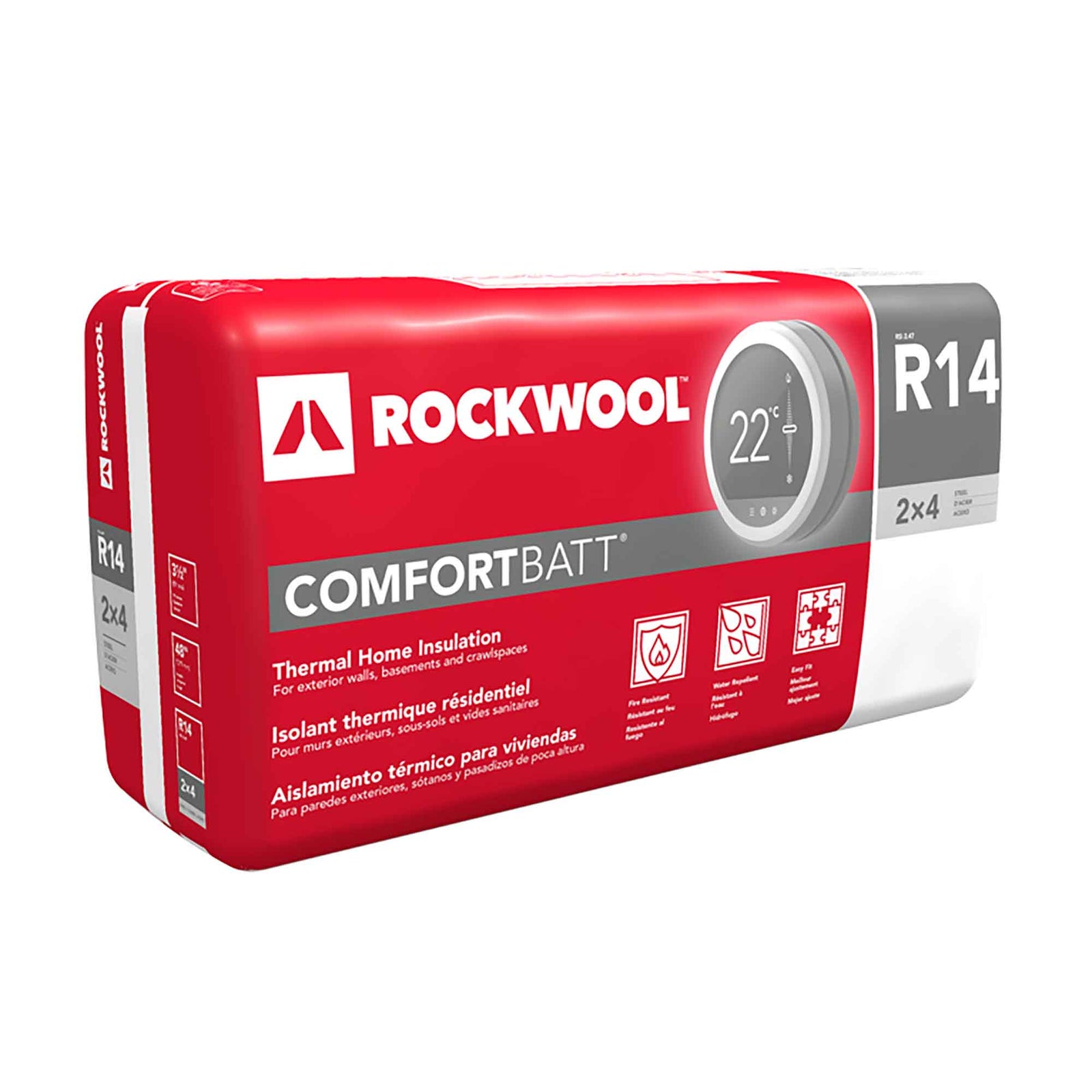 Isolant thermique résidentiel R14 Comfortbatt pour ossatures d’acier, 3-1/2'' x 16-1/4'' x 48'' (65 pi²) 