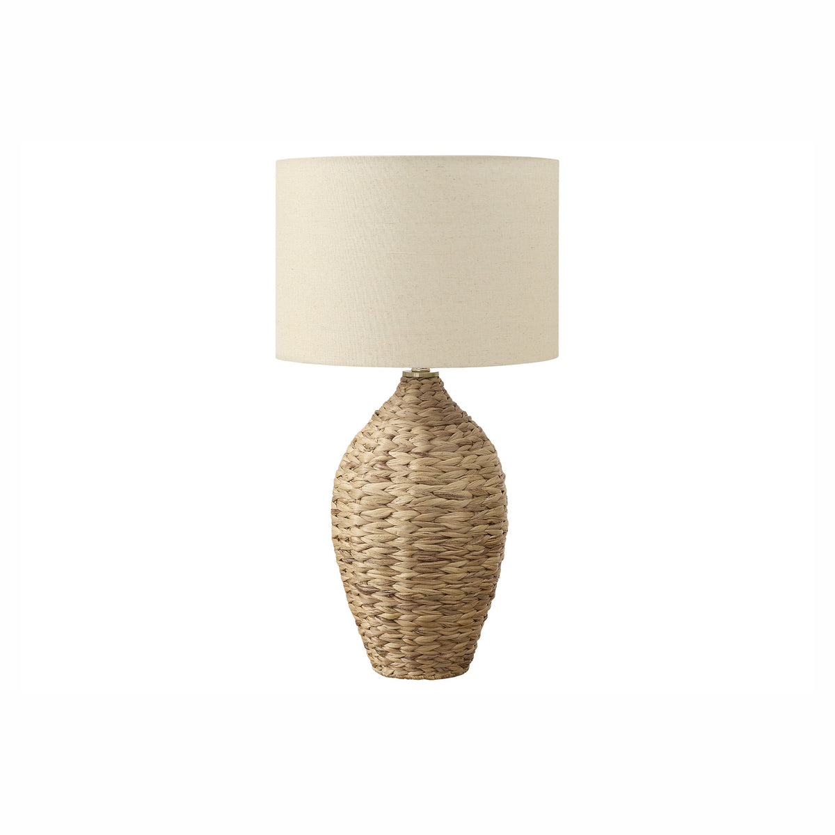 Lampe de table en rotin naturel avec abat-jour beige, 16" x 30"