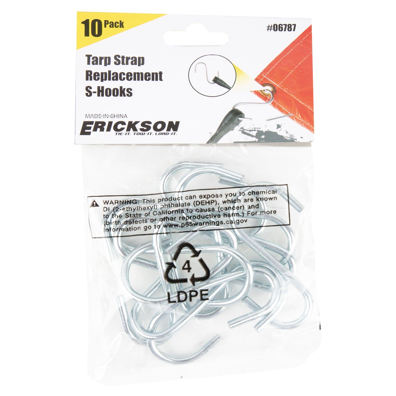 Crochet en S de rechange pour sangle en caoutchouc, 10 unités