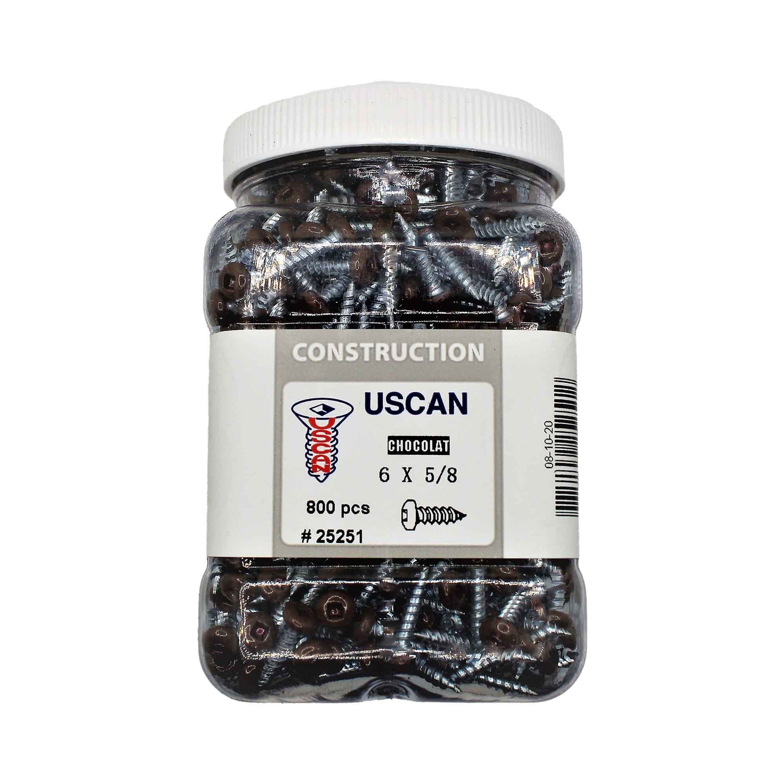 Vis pour soffite à tête de couleur chocolat, #6 x 5/8" (pot de 800 unités)