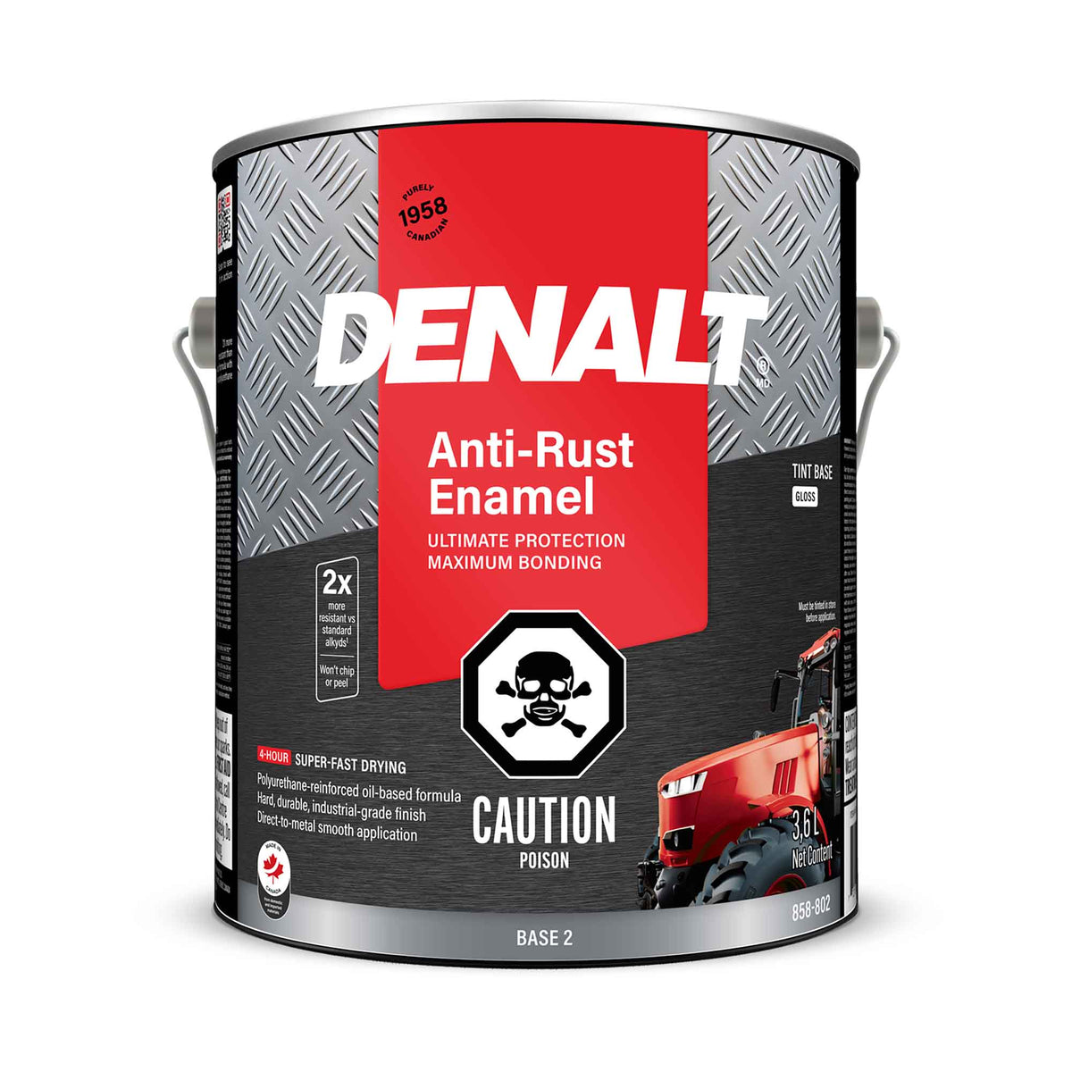 Émail antirouille à base d’huile base 2 lustrée, 3,6 L