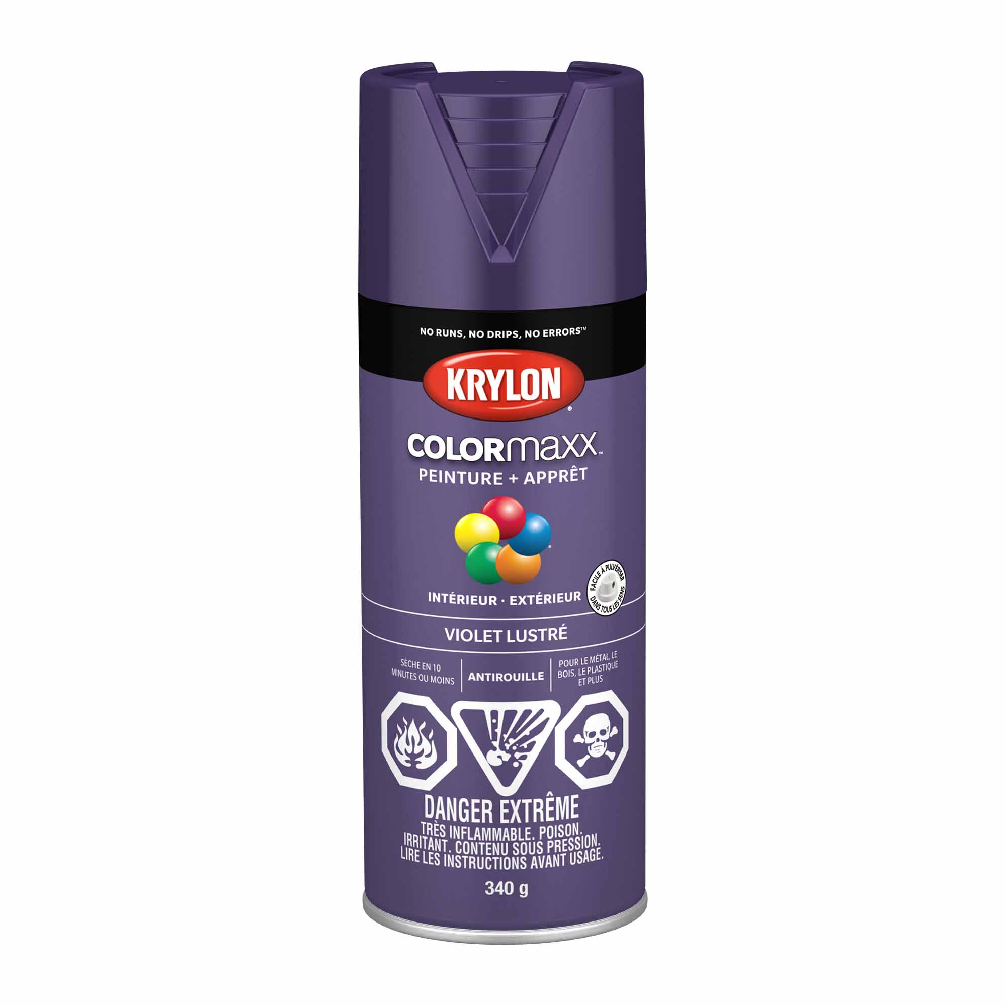 Krylon aérosol COLORMAXX peinture + apprêt violet lustré, 340 g